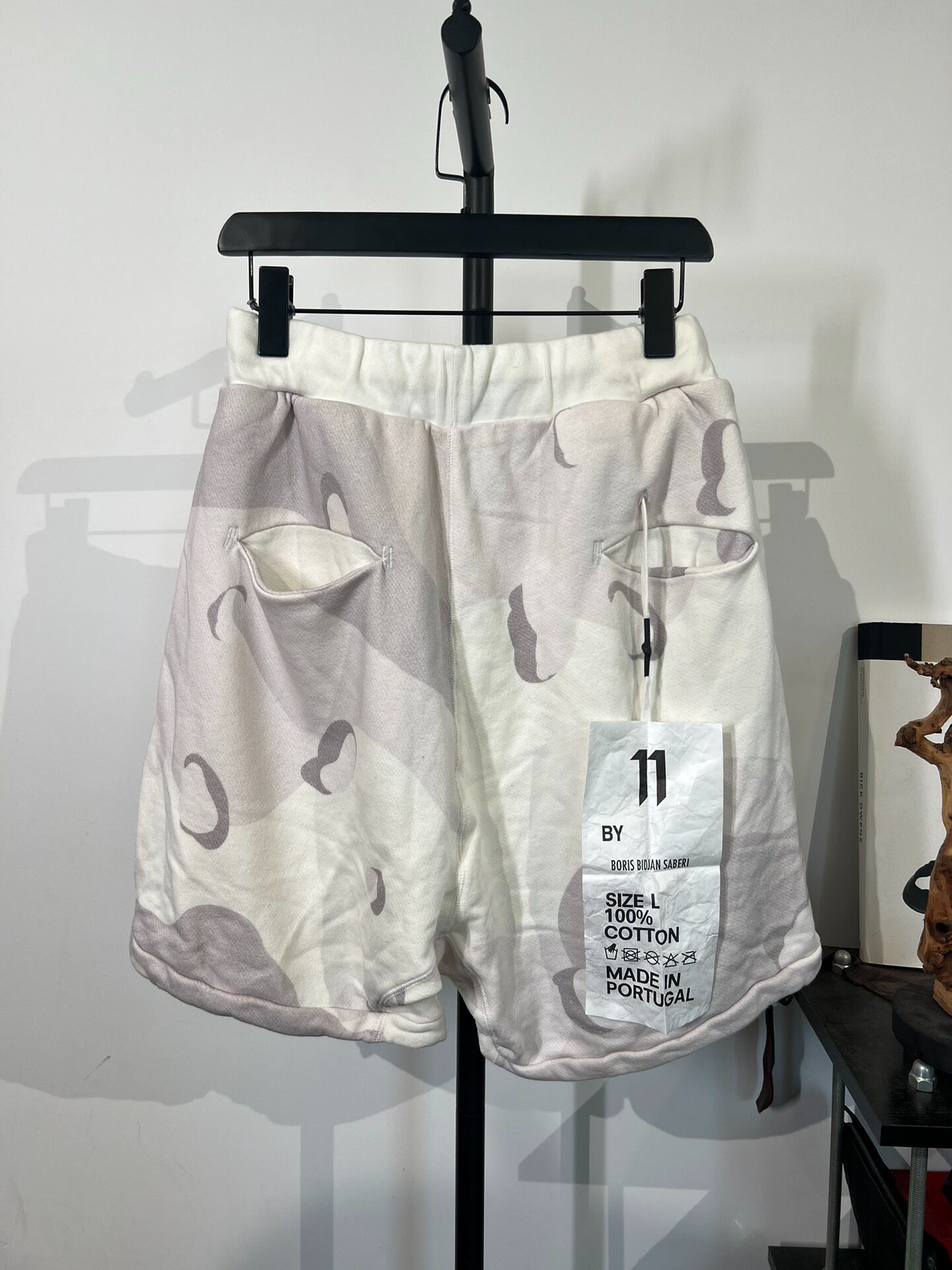 Boris Bidjan Saberi Camo Drop-Crotch Shorts L