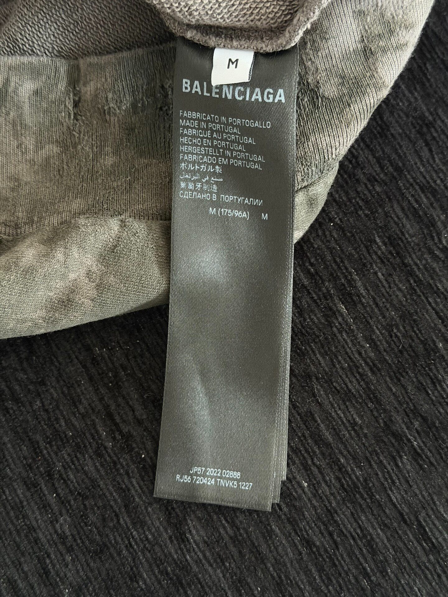 Balenciaga Gray Mud-Dyed Zip-Up Hoodie — label
