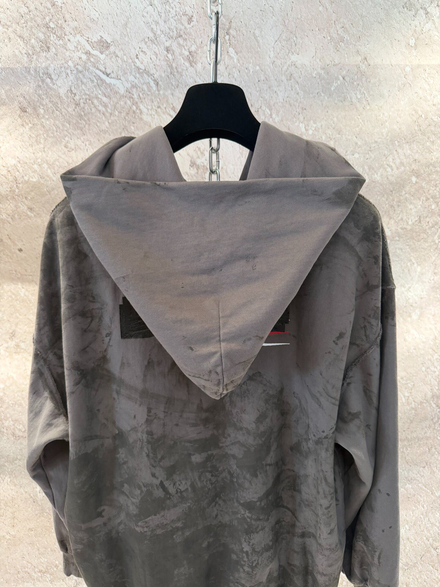 Balenciaga Gray Mud-Dyed Zip-Up Hoodie — back