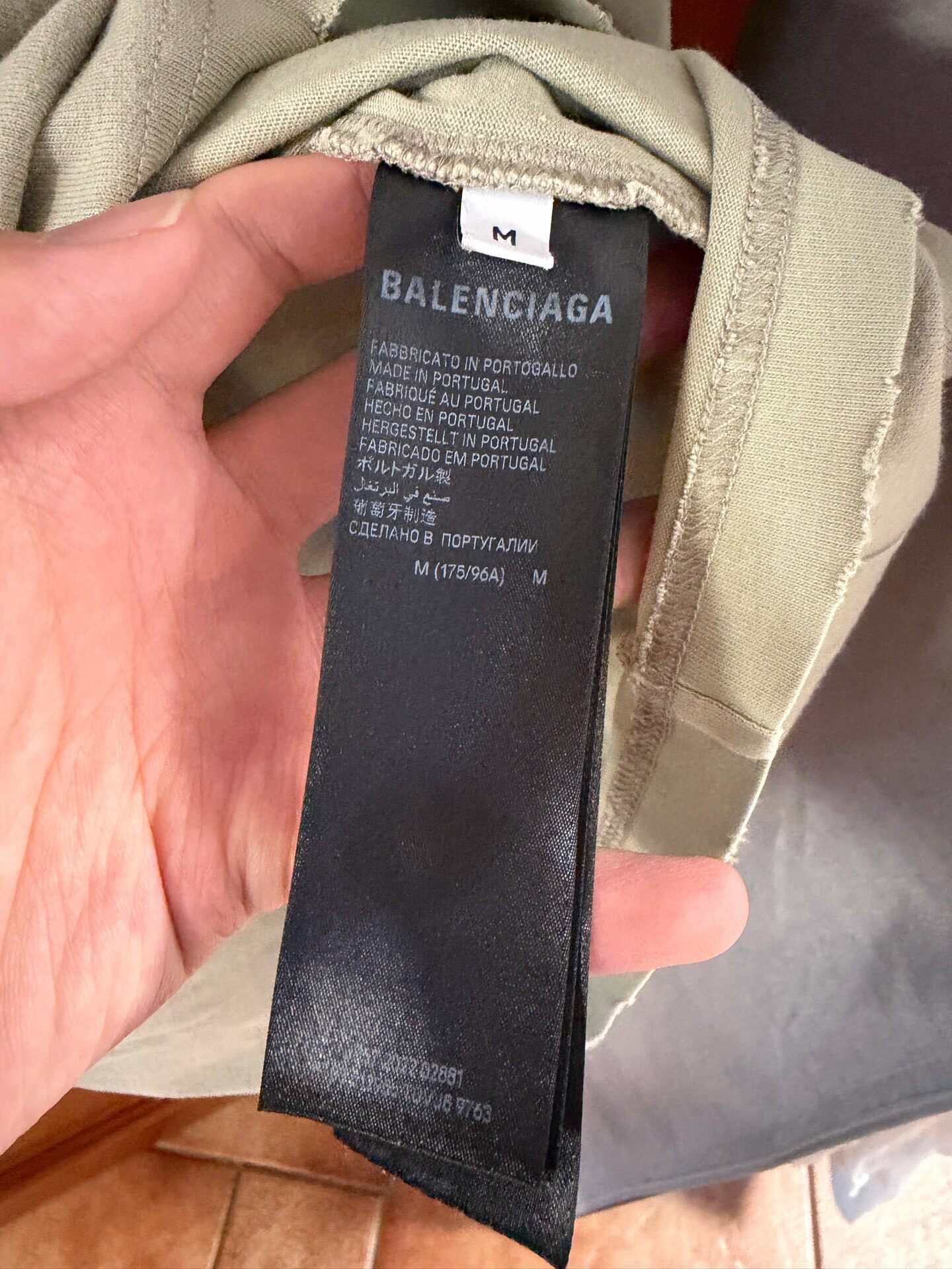 Balenciaga Khaki Embroidered Logo Tee — back