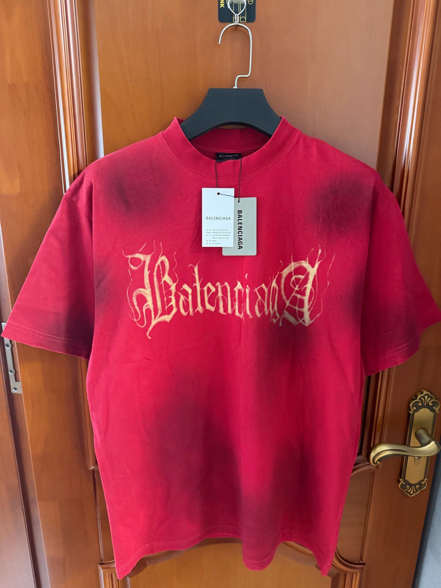 Balenciaga Red Gothic Logo T-Shirt