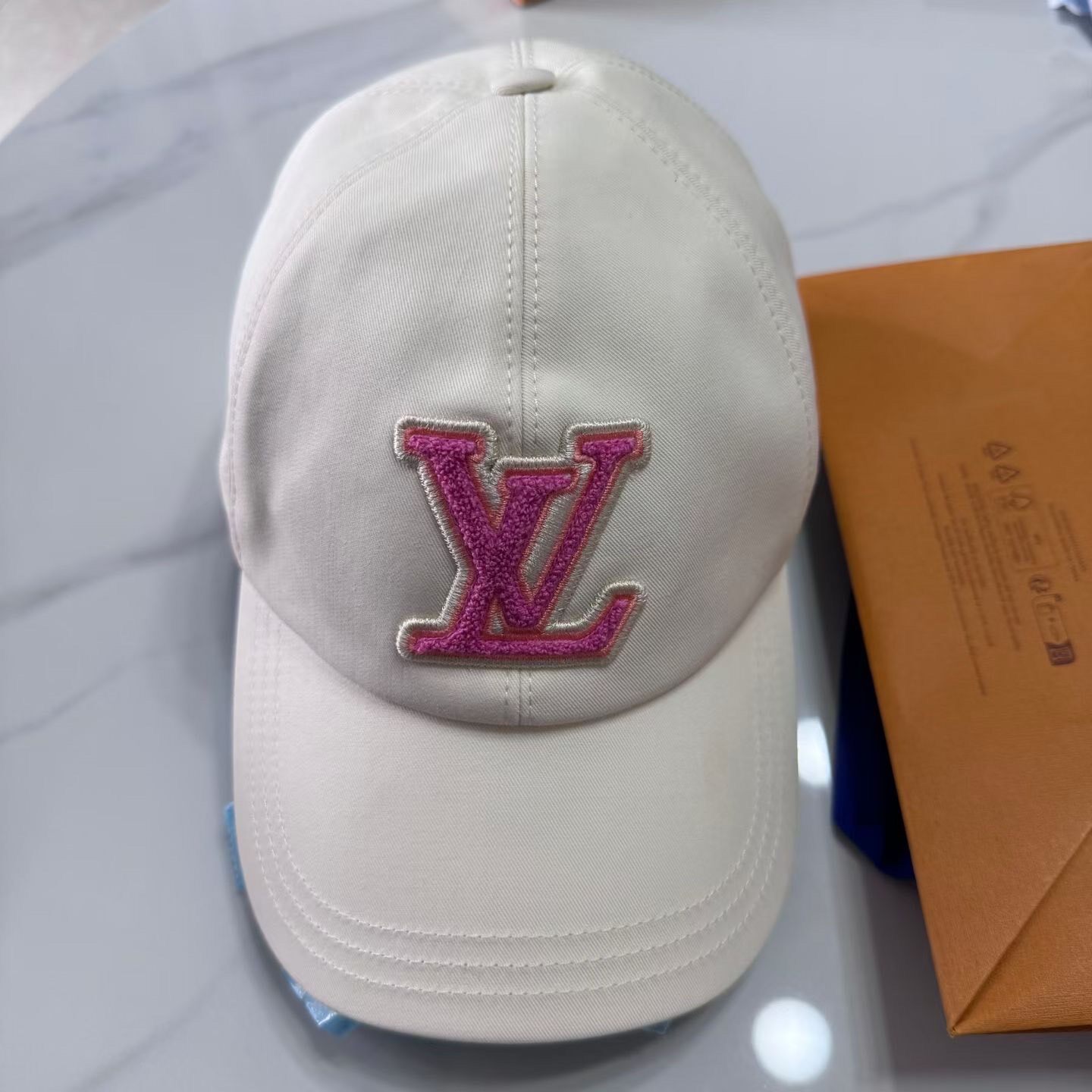 Louis Vuitton Pink LV Embroidery Baseball Cap — front
