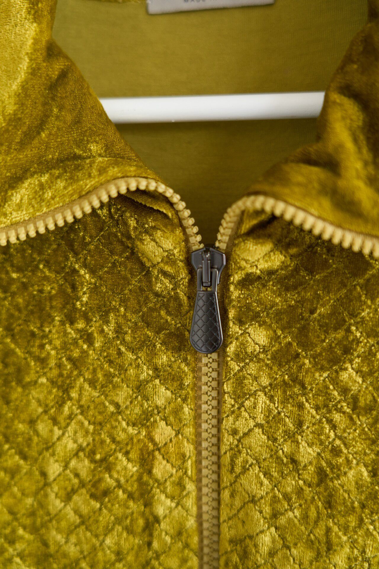 Bottega Veneta Green Velvet Zip Jacket — label