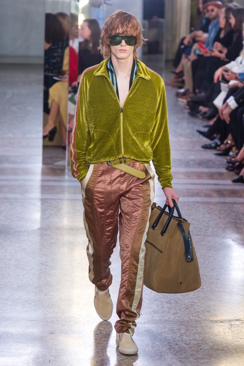 Bottega Veneta Green Velvet Zip Jacket — detail