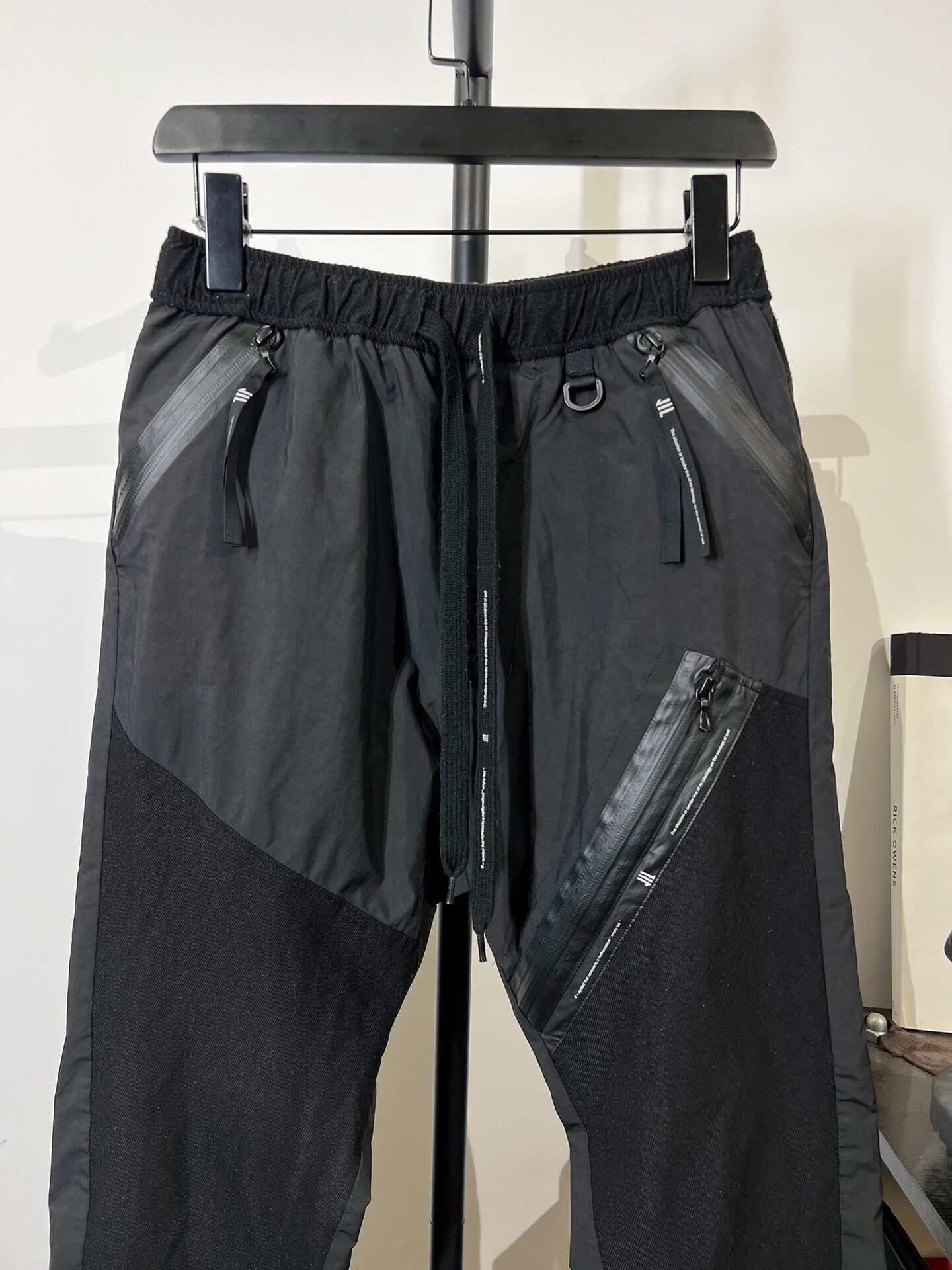 Black Nylon Spliced Technical Joggers — detail