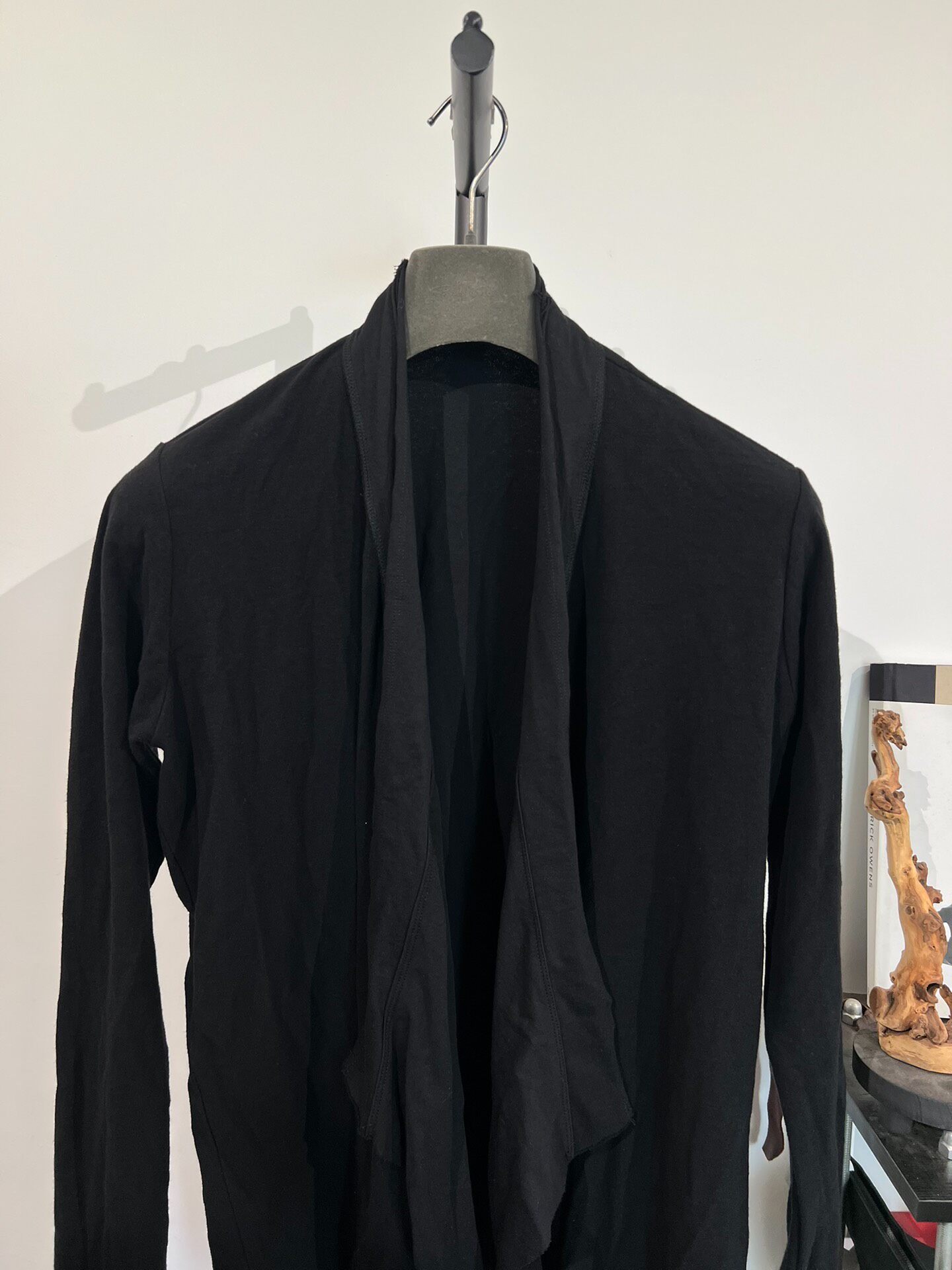 Julius7 Black Draped Cardigan Jacket — detail