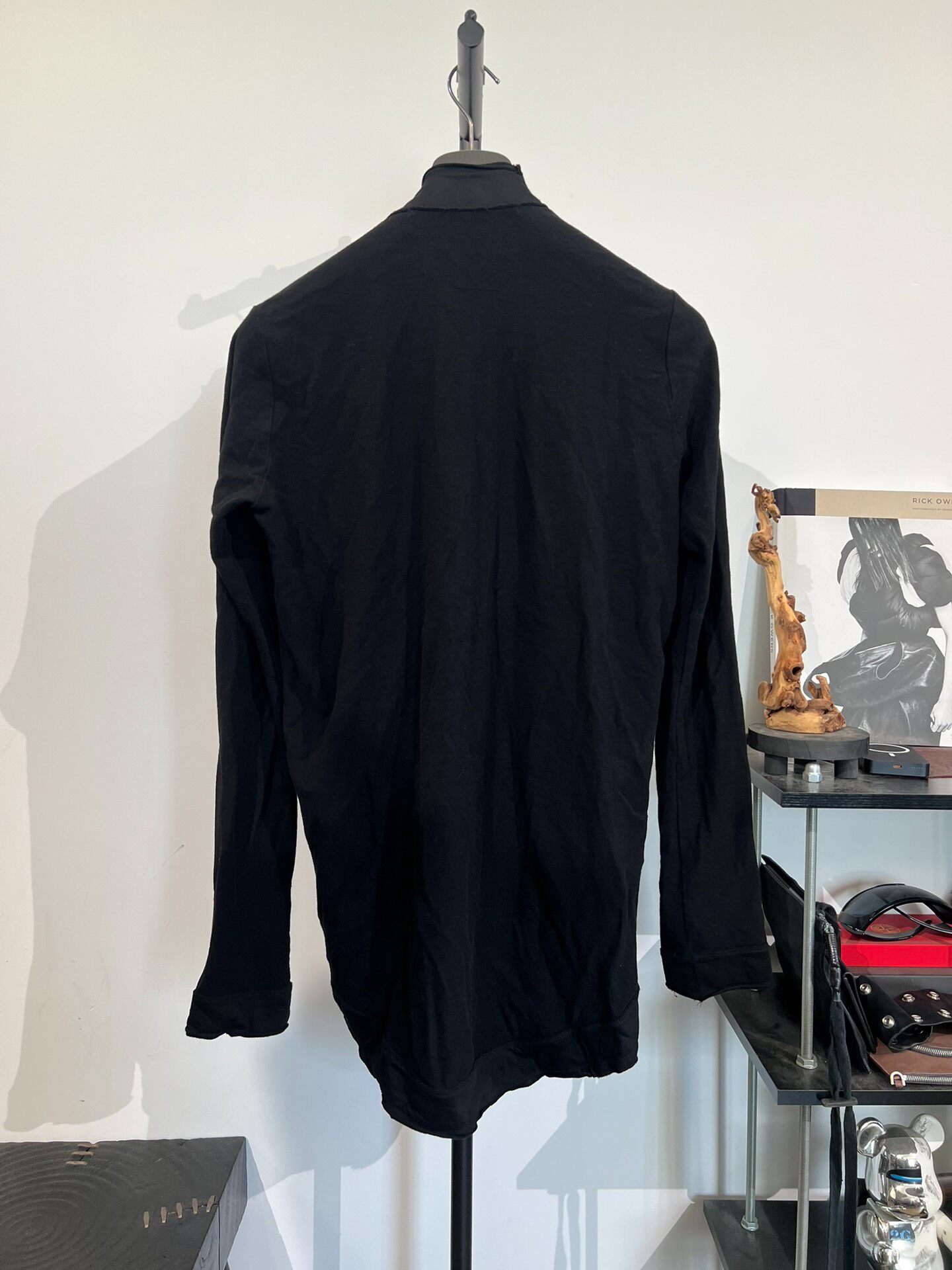 Julius7 Black Draped Cardigan Jacket — front