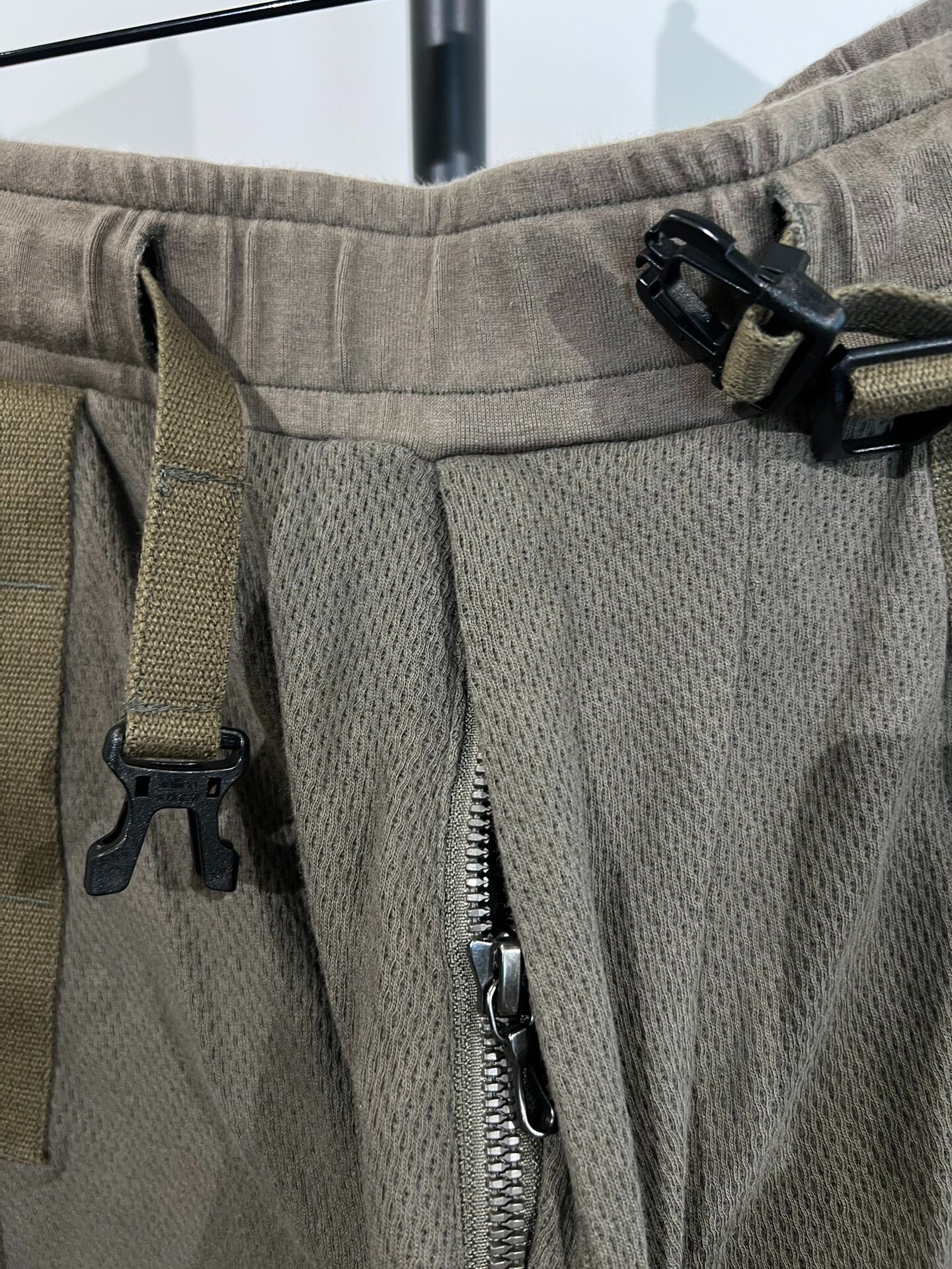 Julius Olive Green Buckle Strap Shorts — back