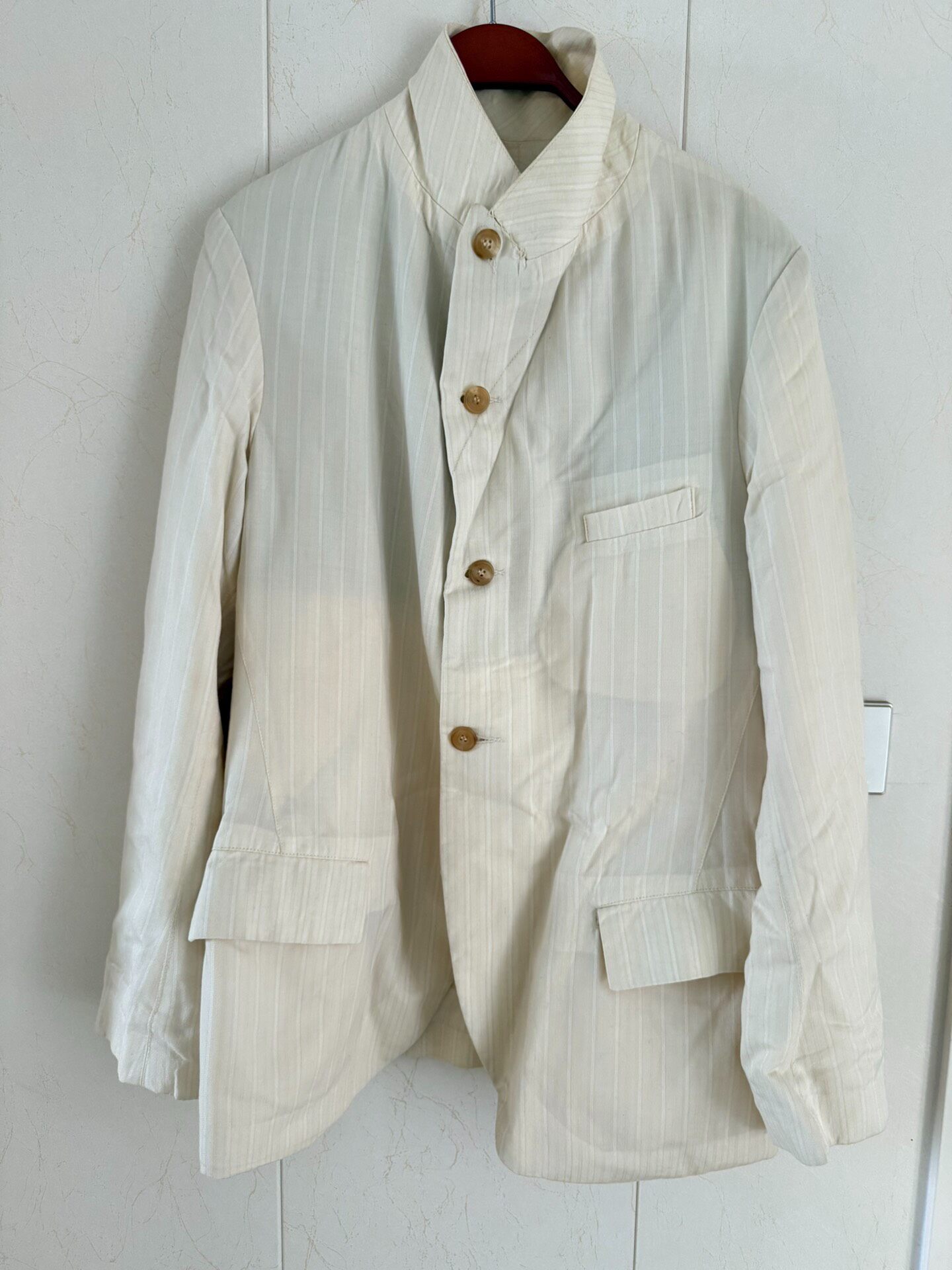 Paul Harnden Cream Striped Blazer — front