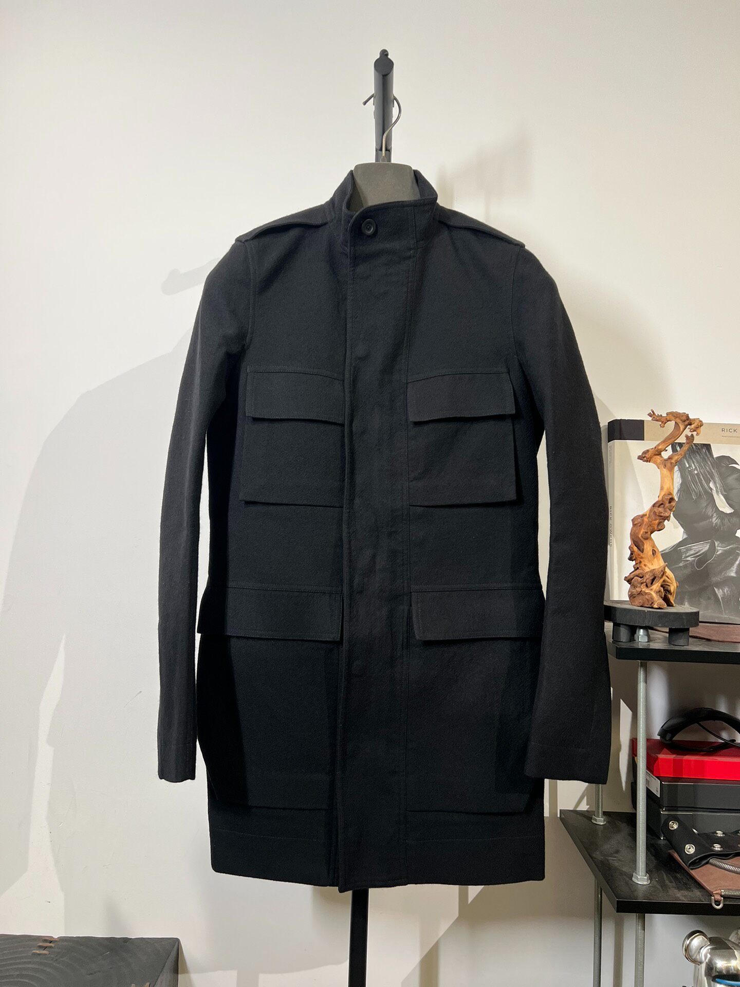 Rick Owens Mainline Mid-Length Wool Coat