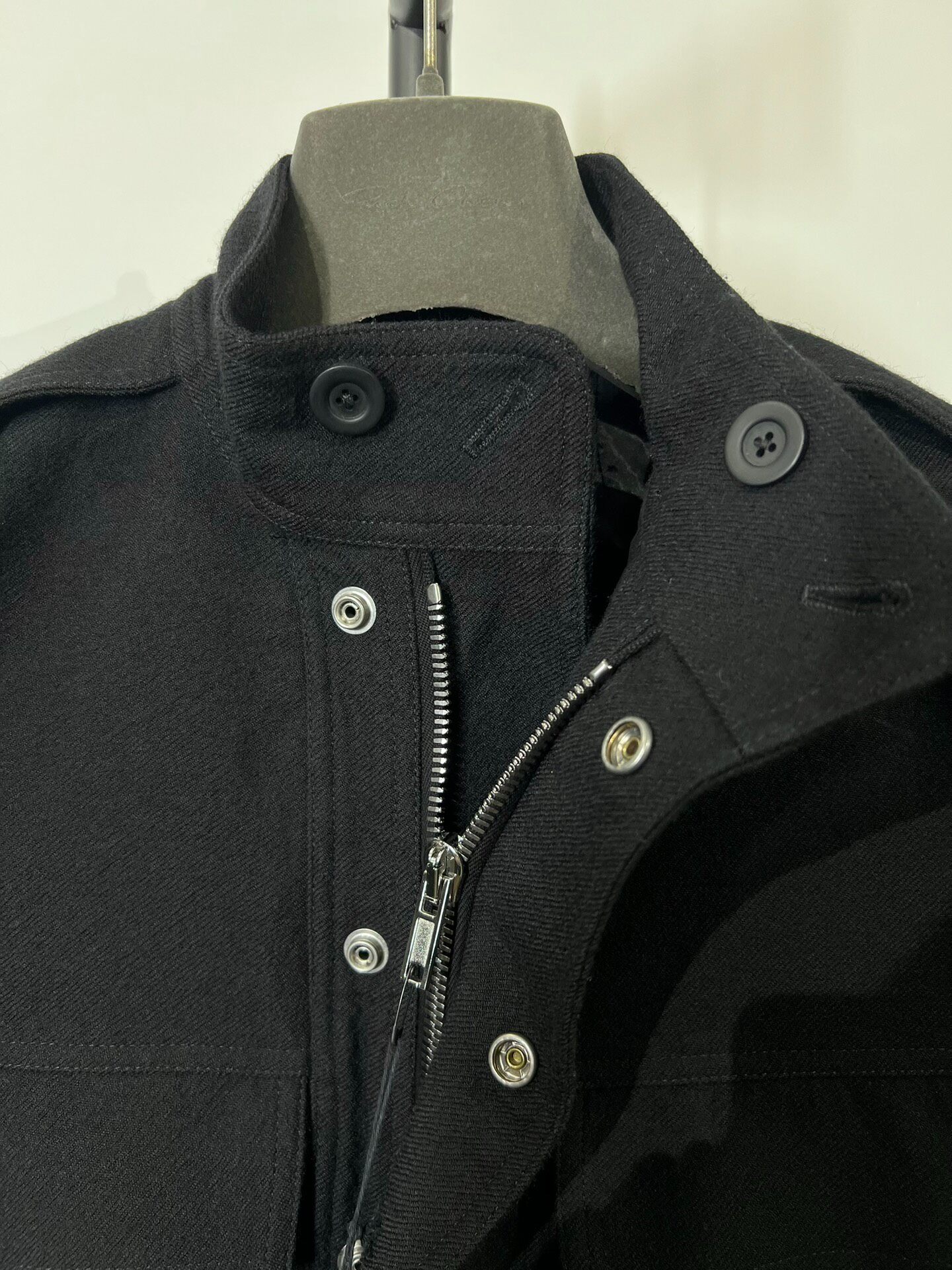 Rick Owens Mainline Mid-Length Wool Coat — label