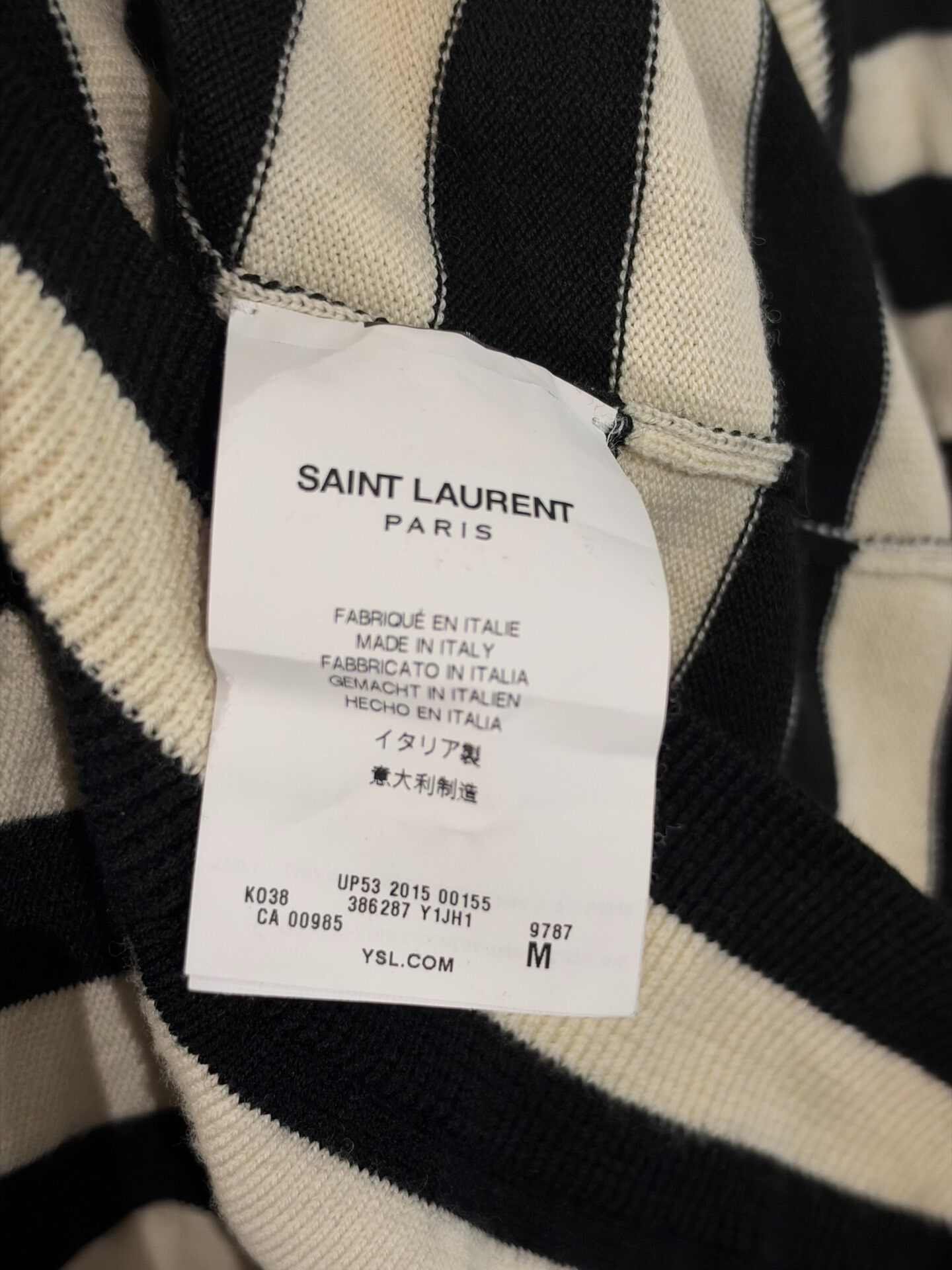 Saint Laurent Striped Turtleneck Sweater — back