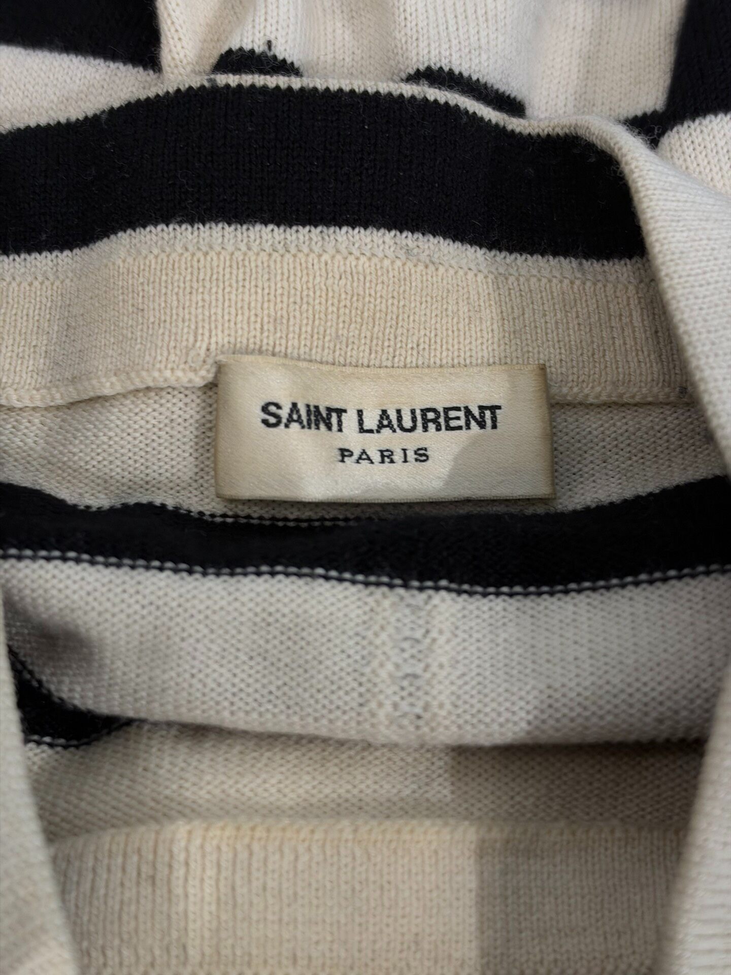 Saint Laurent Striped Turtleneck Sweater — detail