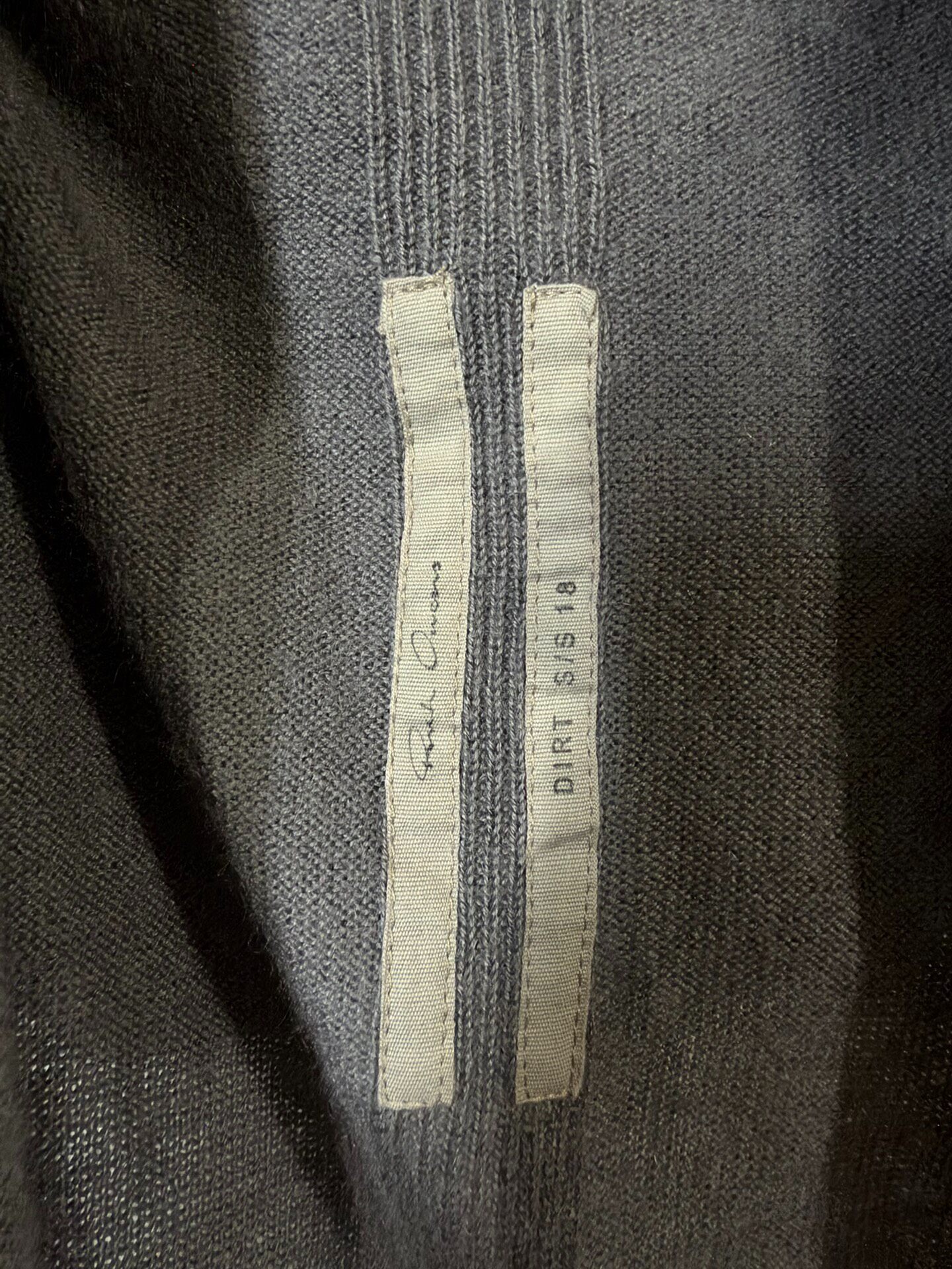 Rick Owens Mainline Wool Mid-length Coat — label