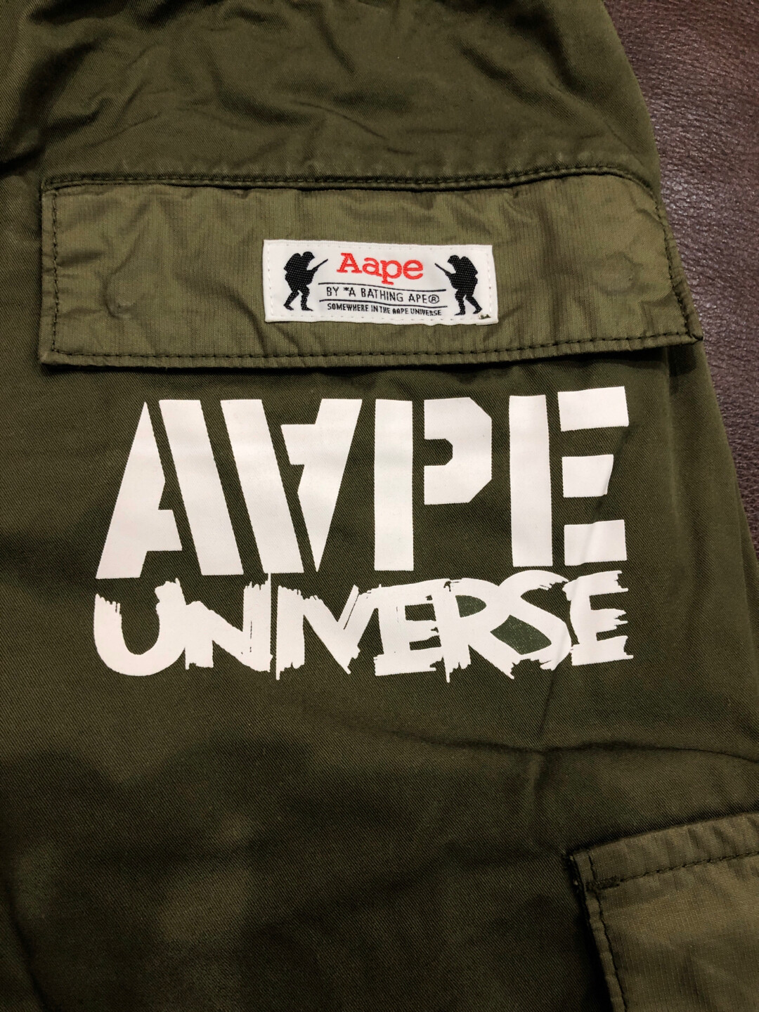 Aape Men’s Olive Green Cargo Shorts — back