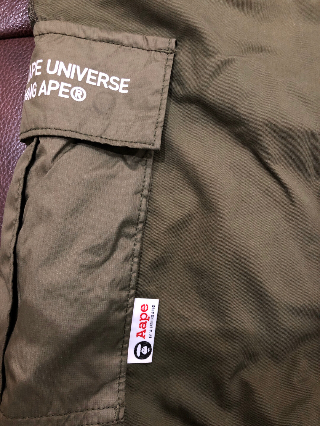 Aape Men’s Olive Green Cargo Shorts — detail