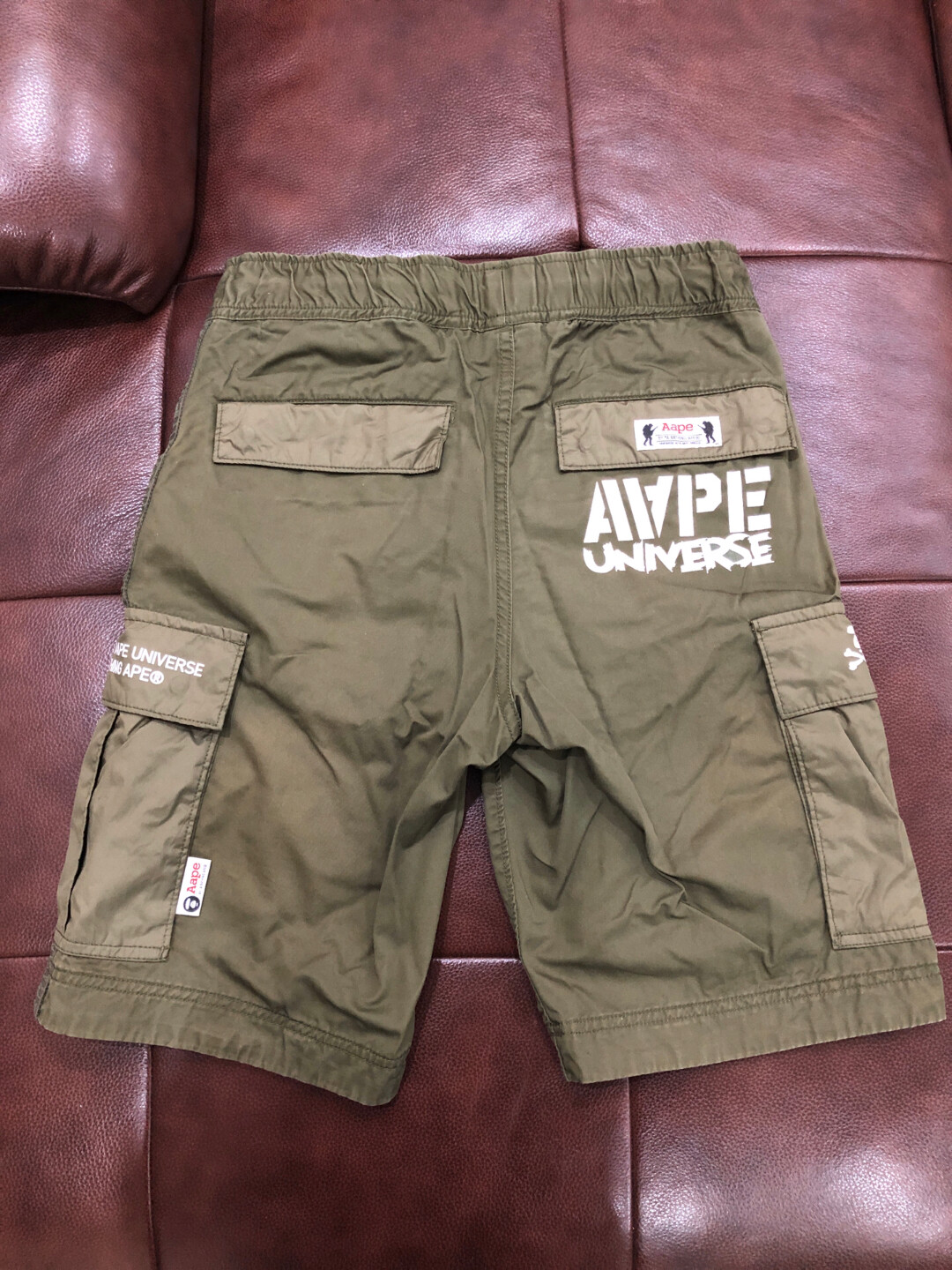 Aape Men’s Olive Green Cargo Shorts — front