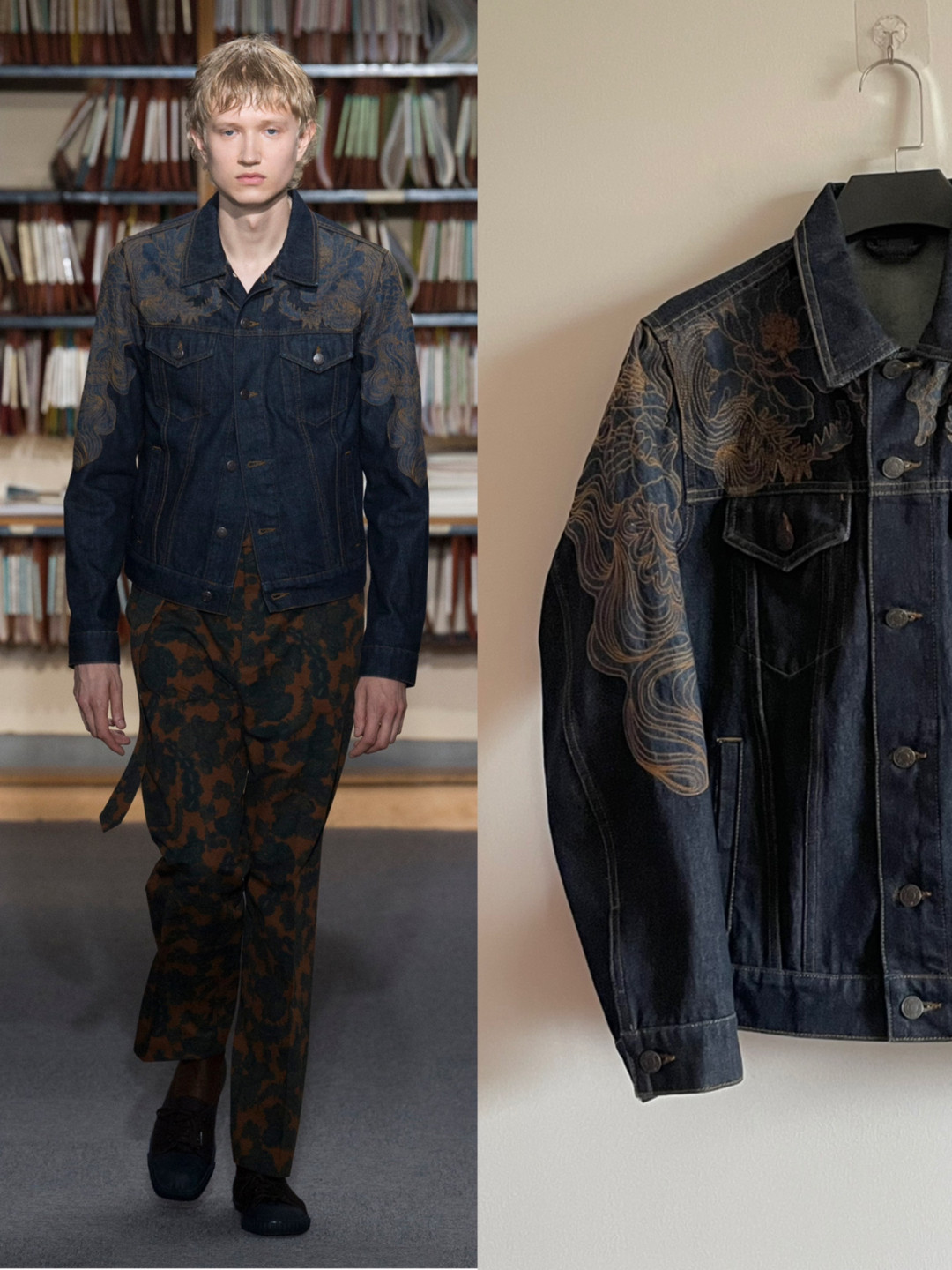 Dries Van Noten SS18 Floral Embroidered Denim Jacket — front