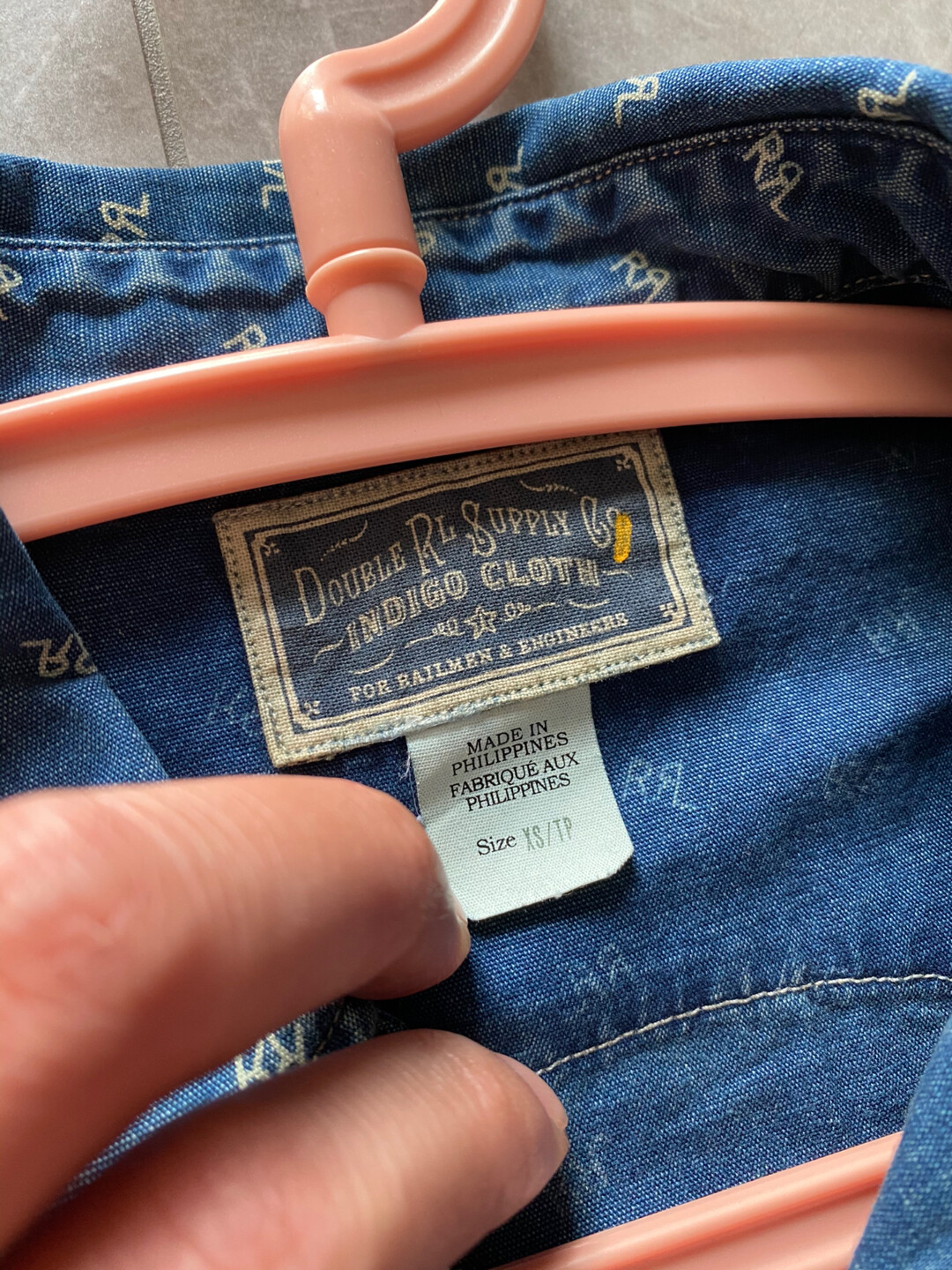 RRL Blue Western Long Sleeve Shirt — detail