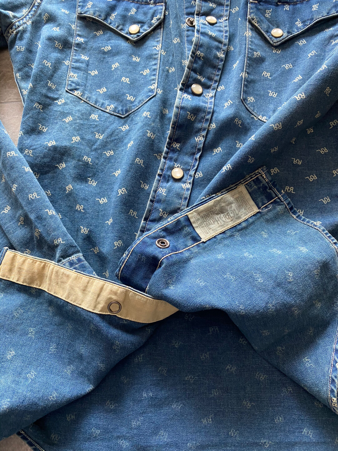 RRL Blue Western Long Sleeve Shirt — label