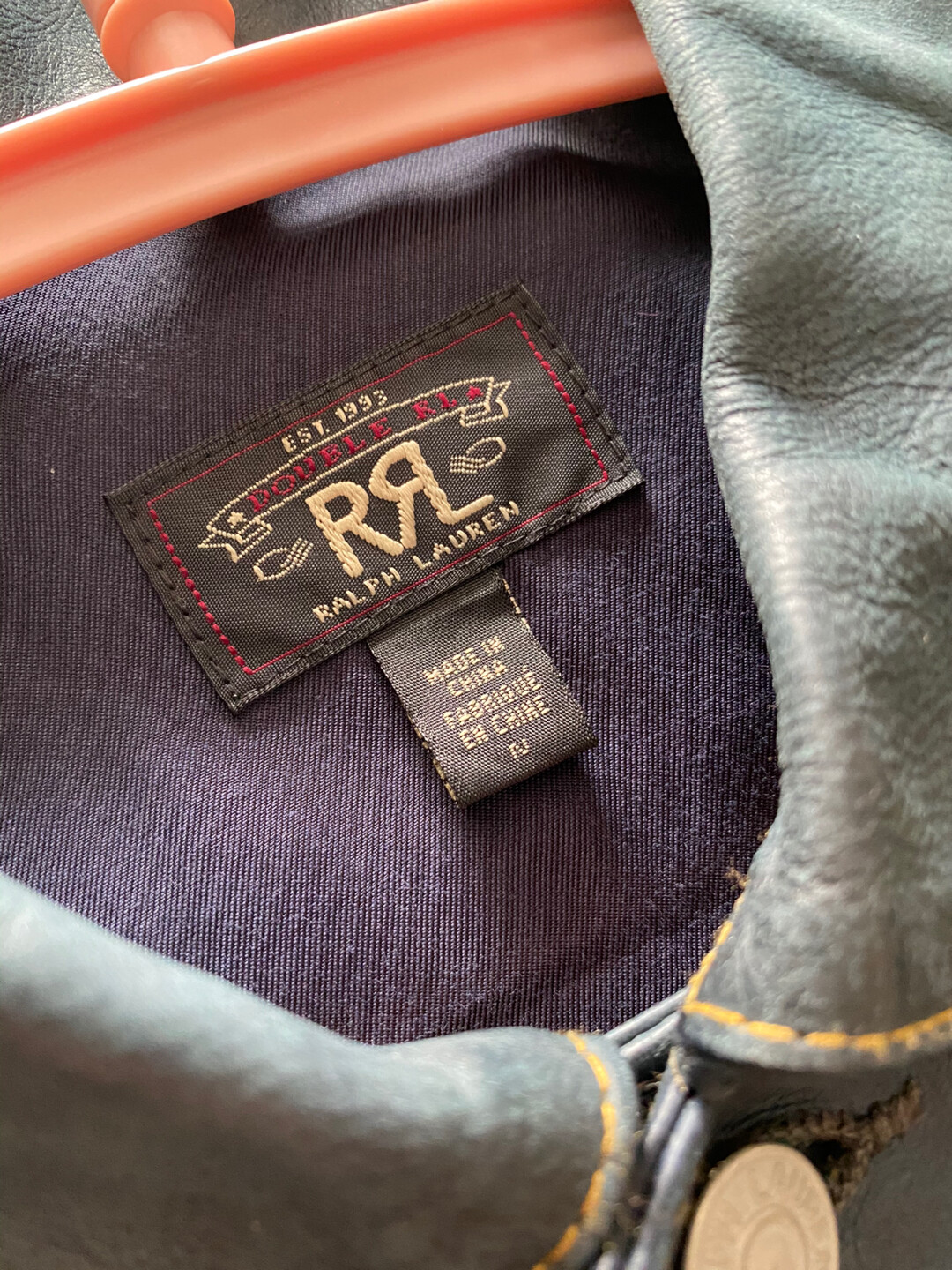 RRL Vintage Blue Women's Leather Jacket — detail