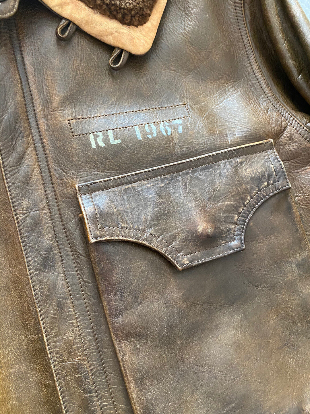 RL Purple Label B3 Shearling Jacket 50th Anniv — detail