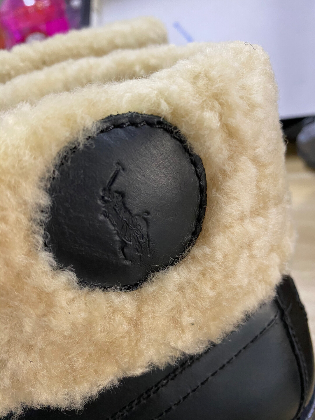 Polo Ralph Lauren Black Shearling Boots — label