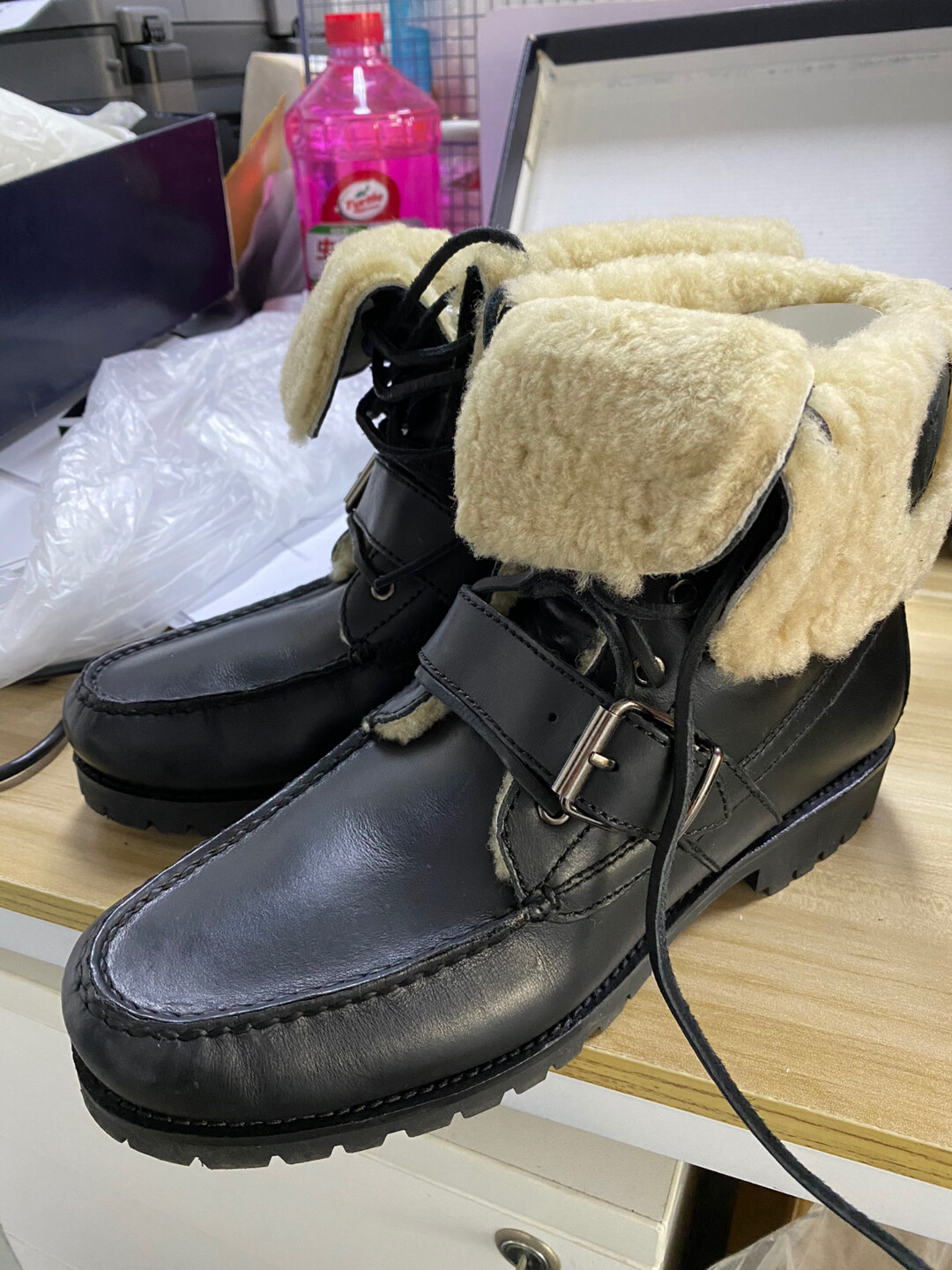 Polo Ralph Lauren Black Shearling Boots