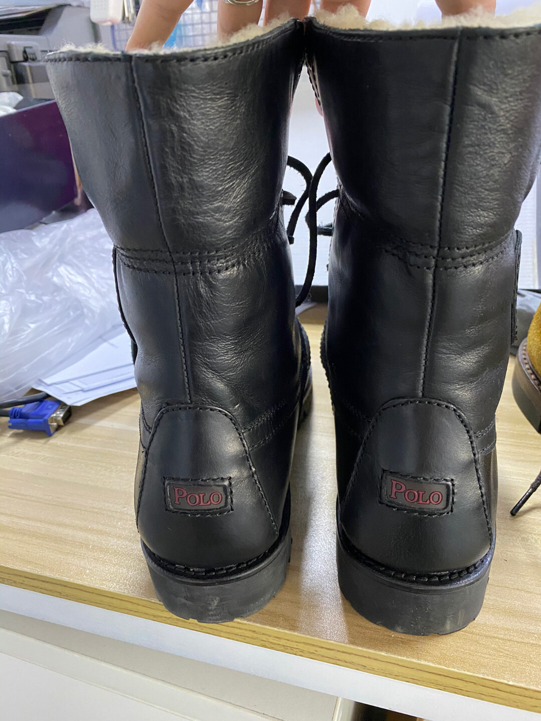 Polo Ralph Lauren Black Shearling Boots — detail