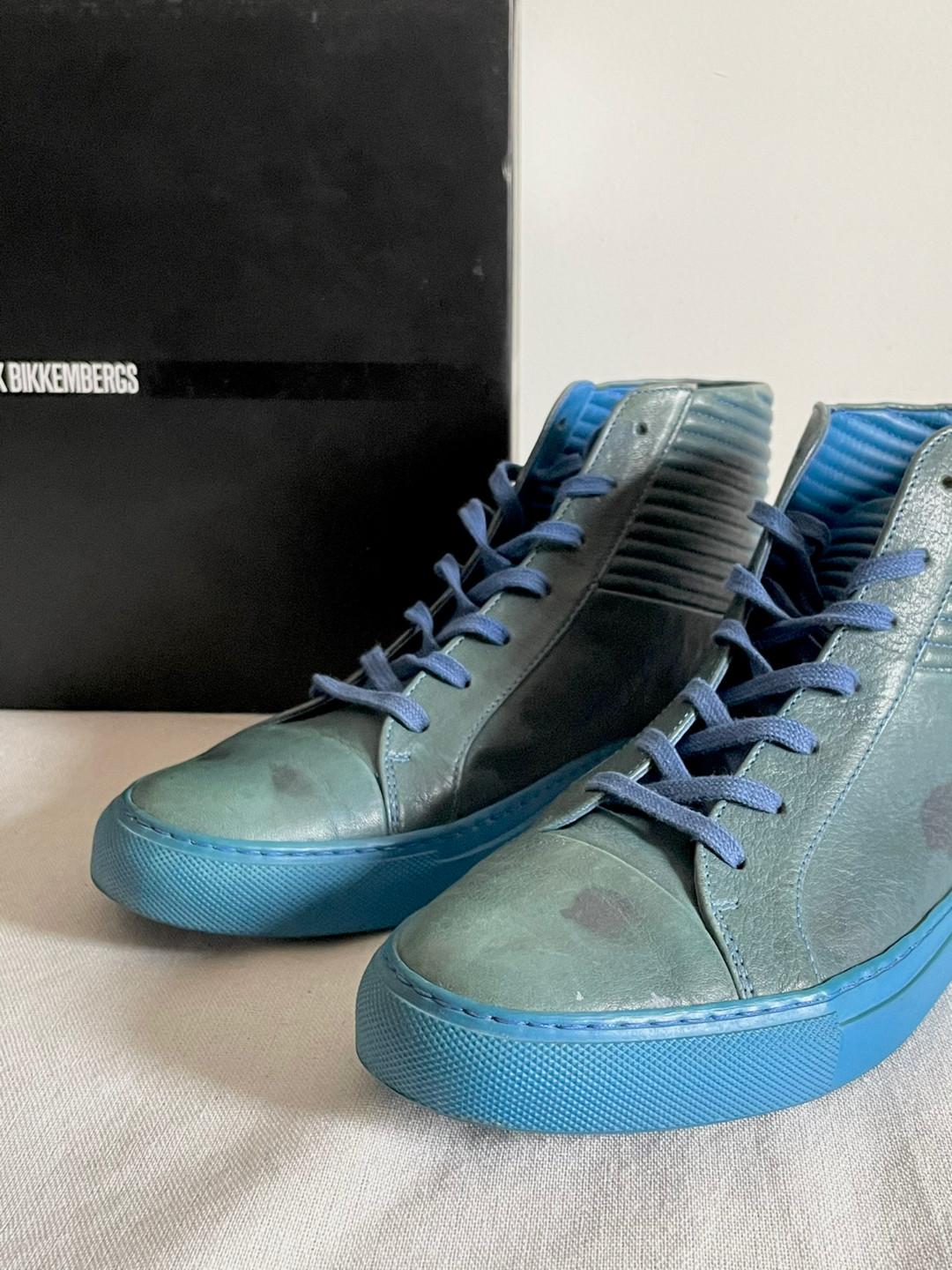 Dirk Bikkembergs Emerald Distressed Mid-Top Sneakers — back