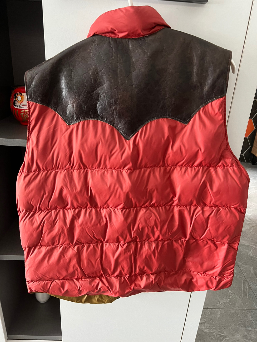 RRL Leather-Patched Down Vest — back