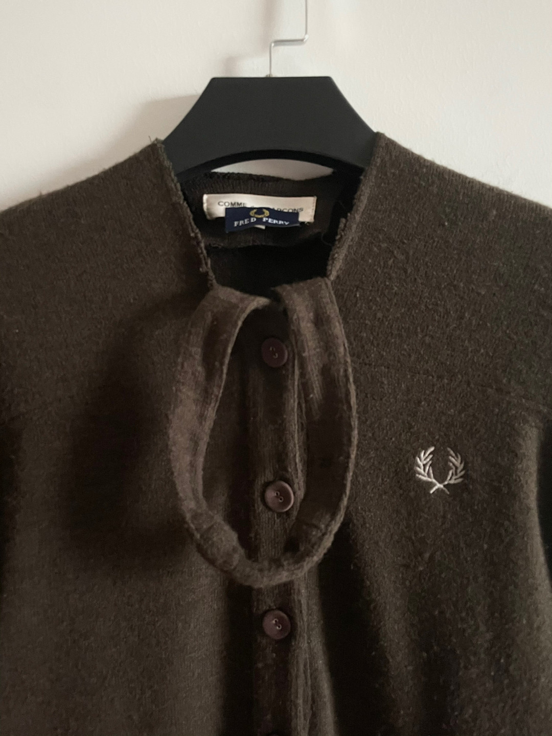 CommeDesGarçons CDG Deconstructed Knit Cardigan — label