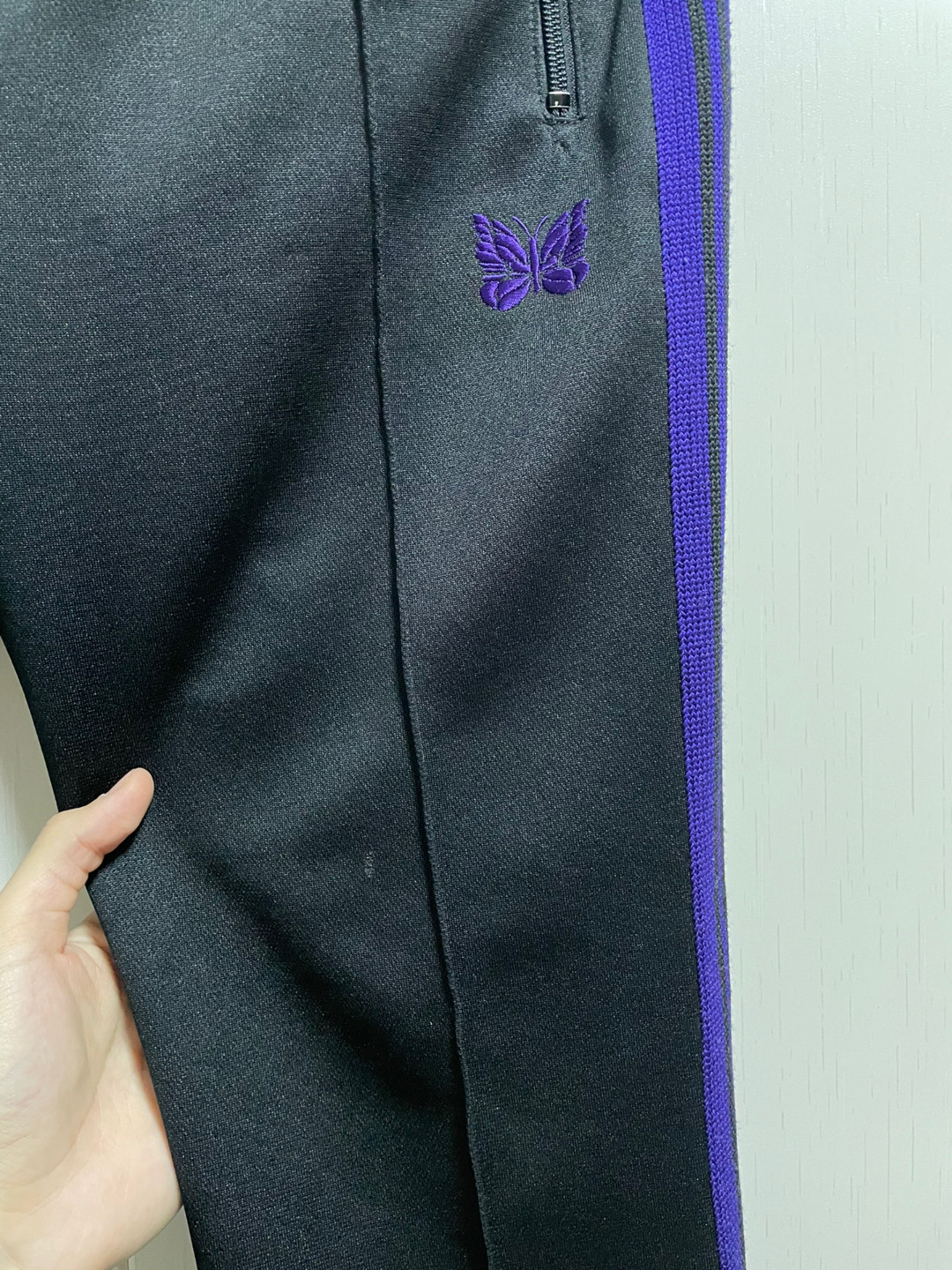 Needles Black Purple Butterfly Straight Pants — front