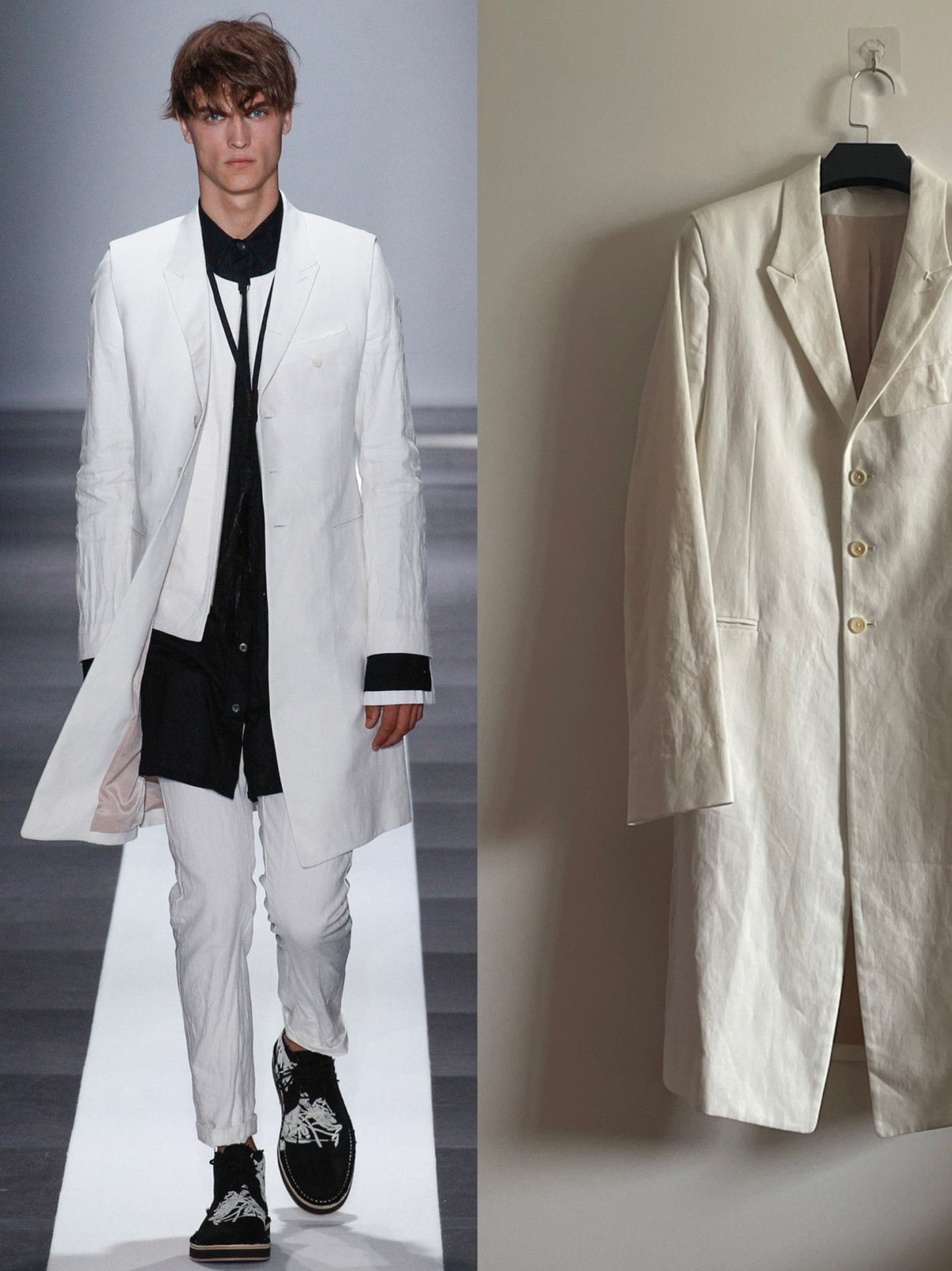 Ann Demeulemeester 2015 White Trench — detail