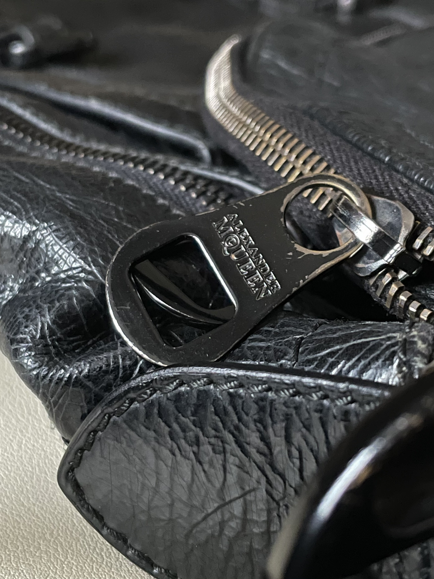 Alexander McQueen Oil-Wax Leather Saddle Bag — back