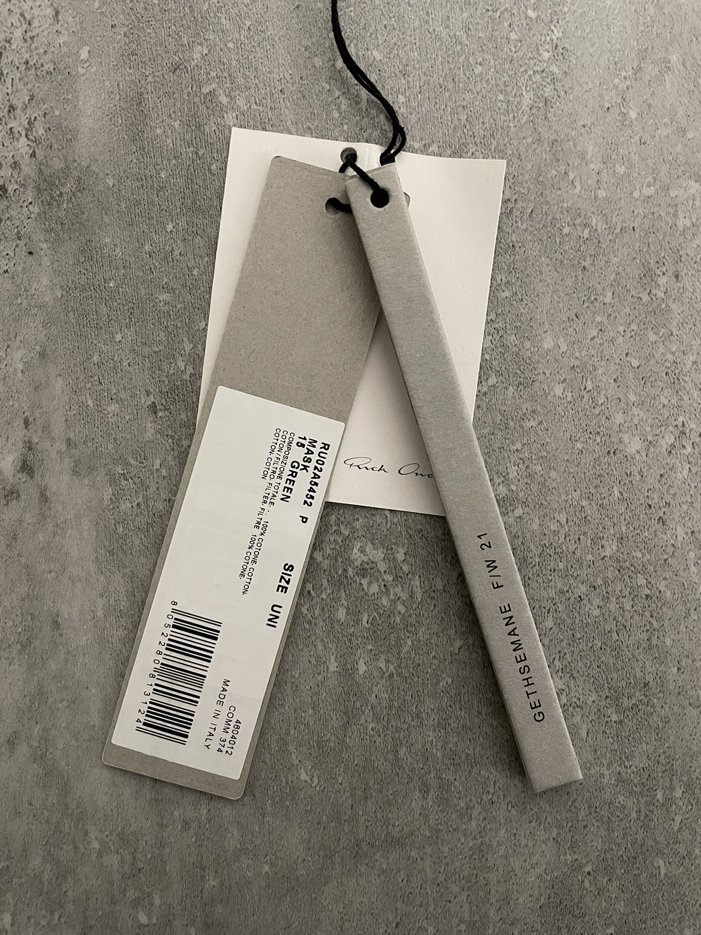 Rick Owens Olive Green Face Mask — back