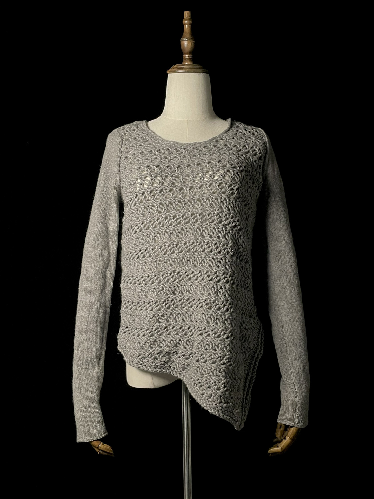 Helmut Lang Asymmetric Wool Knit Sweater — front