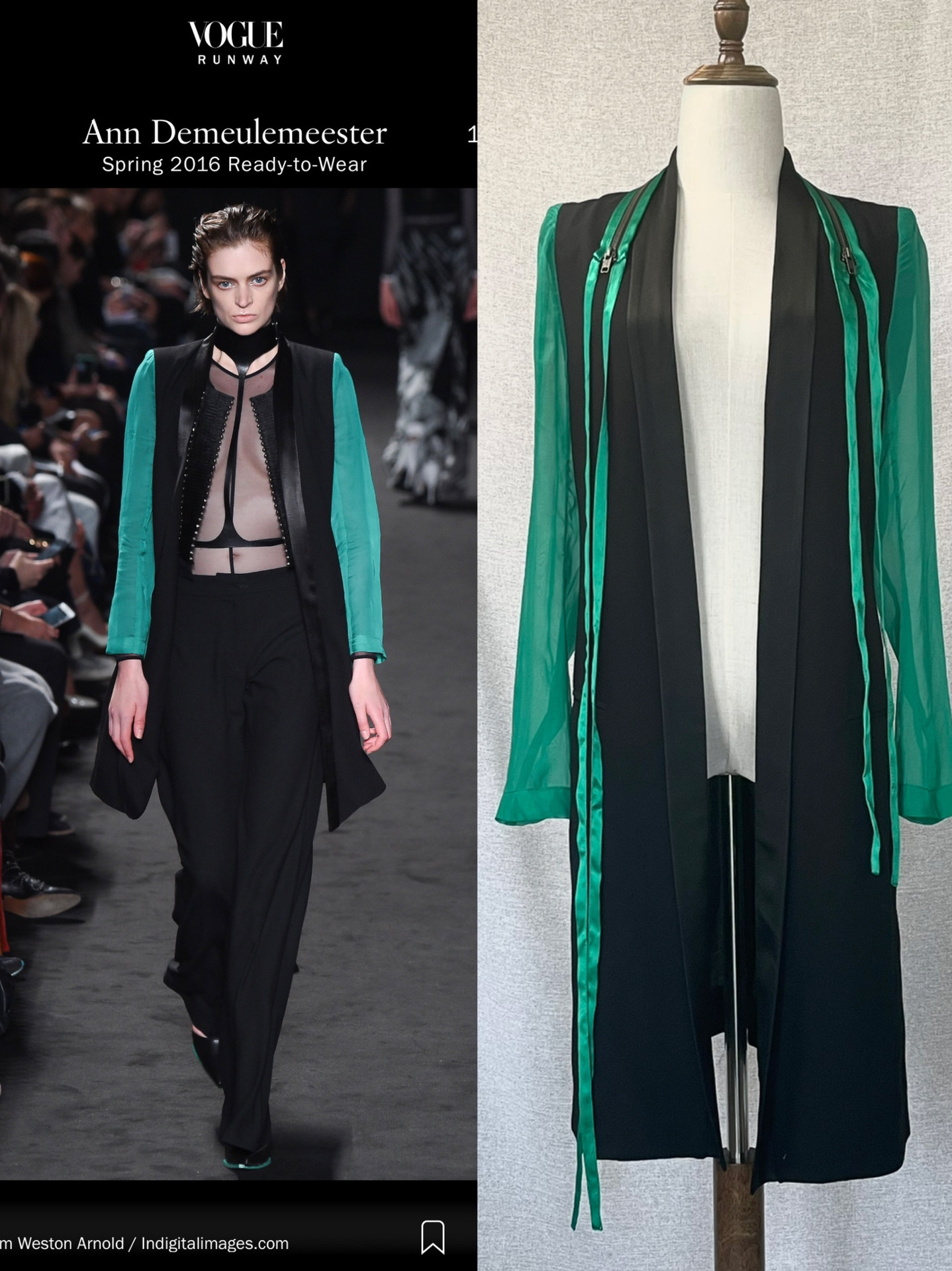 Ann Demeulemeester 16SS Emerald Coat