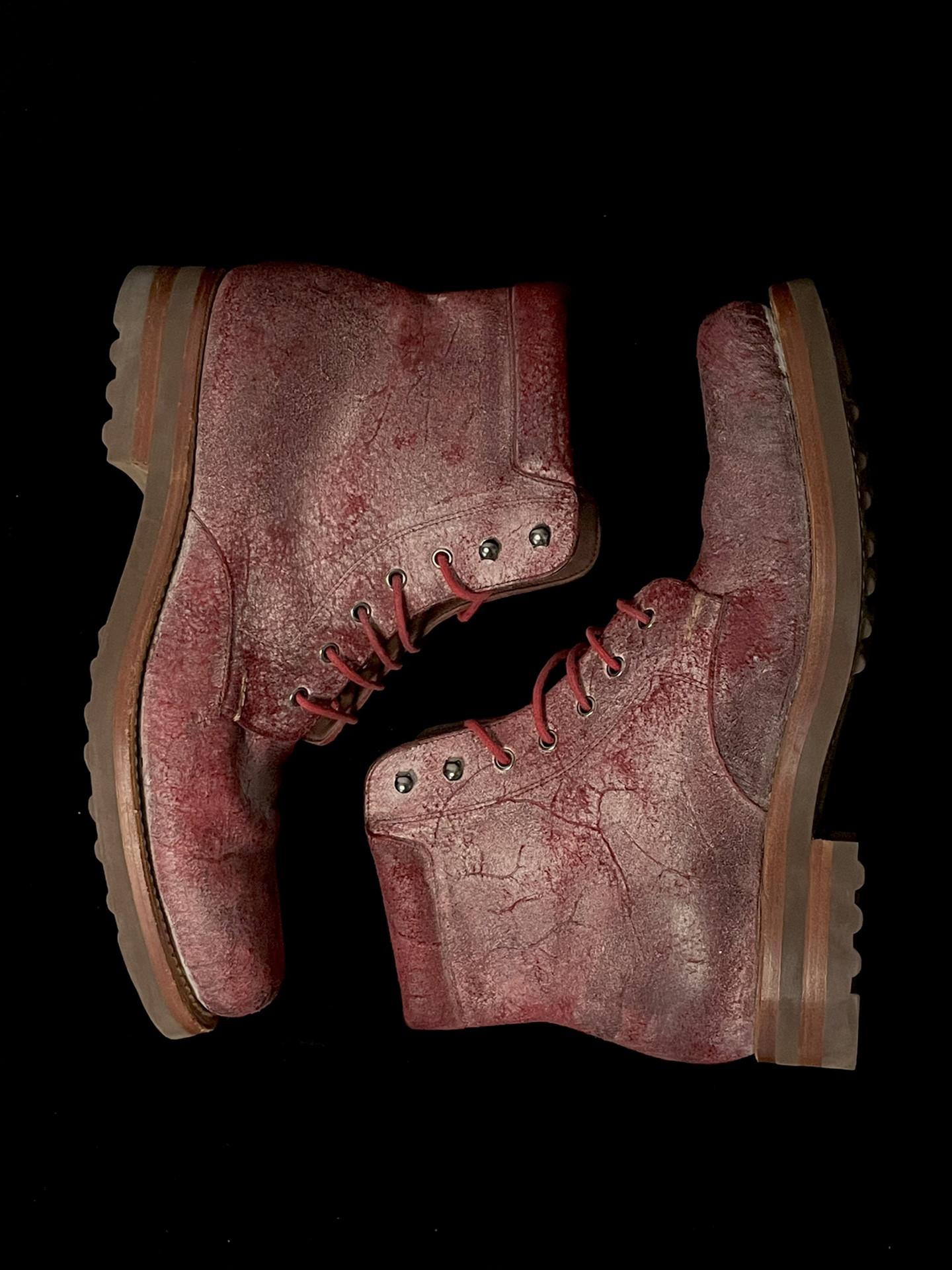 Alexander McQueen Distressed Leather Martin Boots