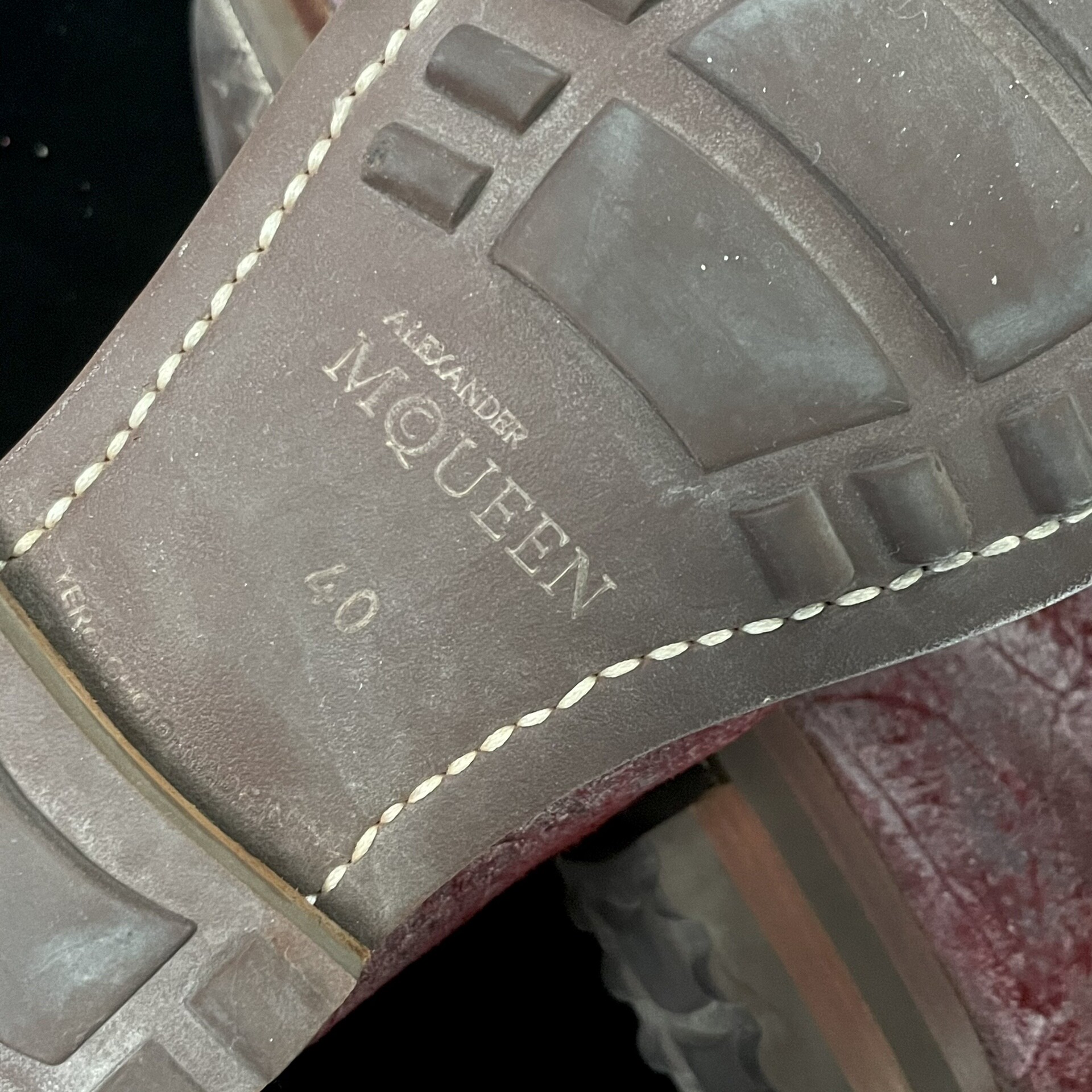 Alexander McQueen Distressed Leather Martin Boots — label