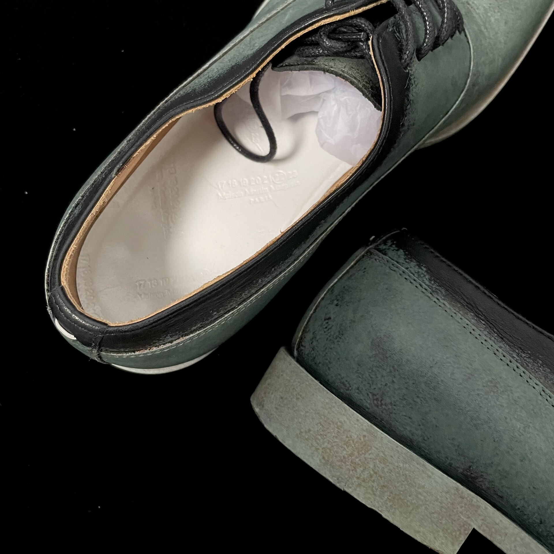Maison Martin Margiela Green Patina Derby — label