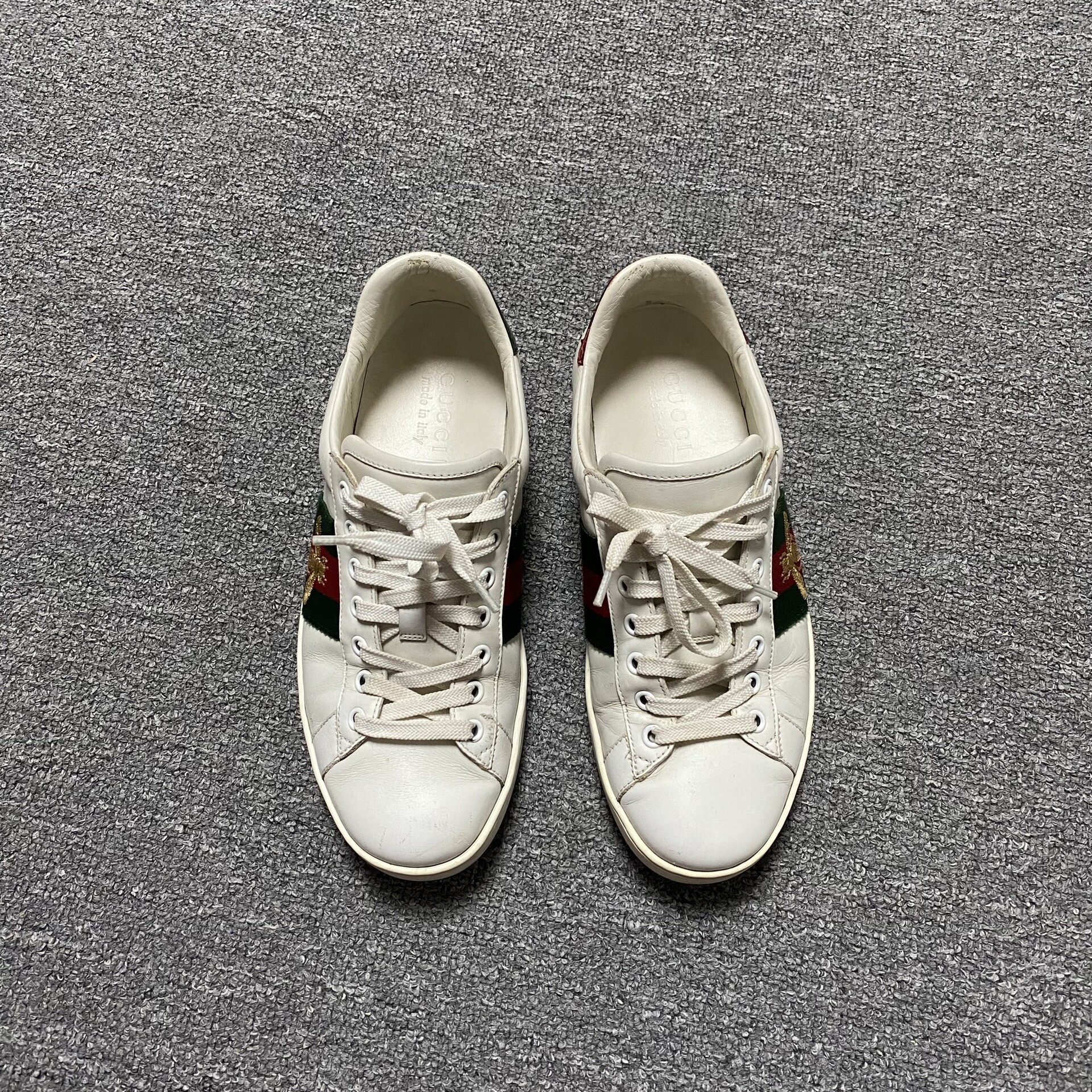 Gucci White Bee-embroidered Sneakers — front