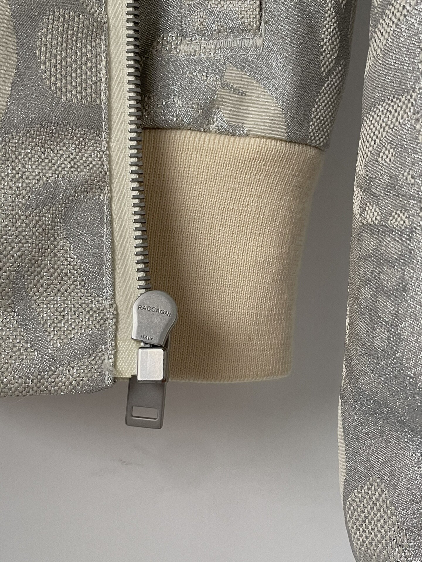 Alexander McQueen S/S15 Silver Pilot Jacket — label