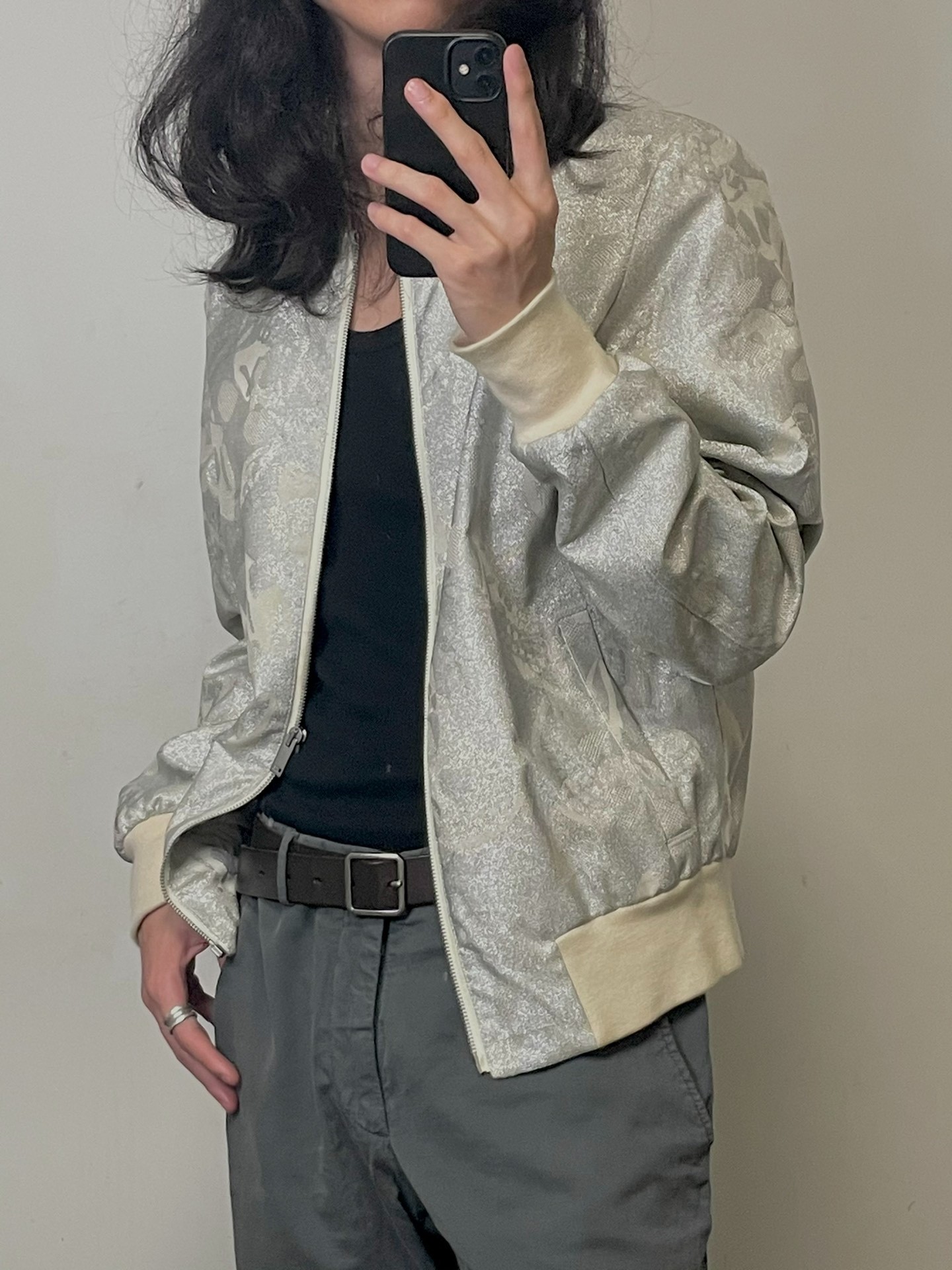 Alexander McQueen S/S15 Silver Pilot Jacket — front