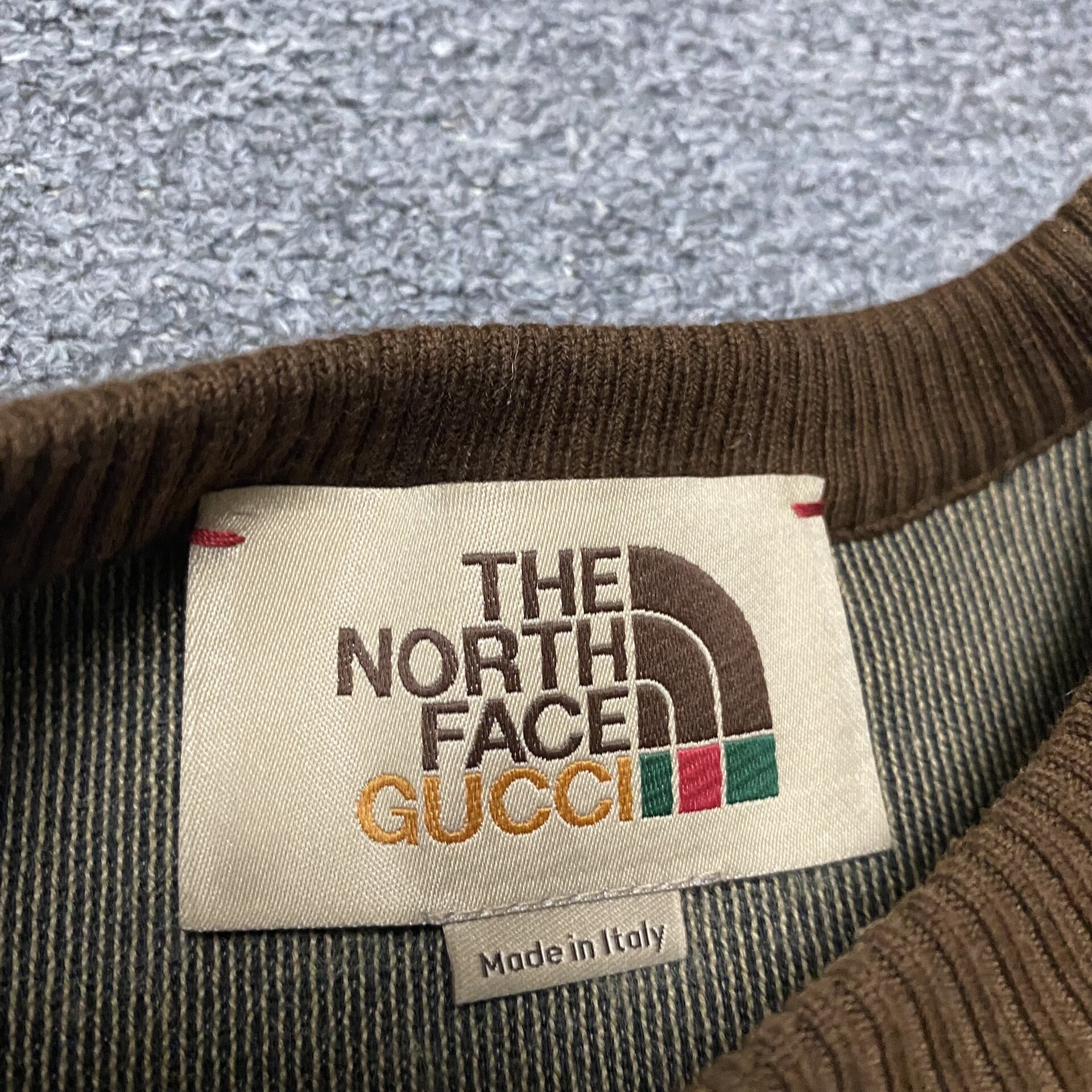 Gucci TNF Fleece Crewneck Sweatshirt — label