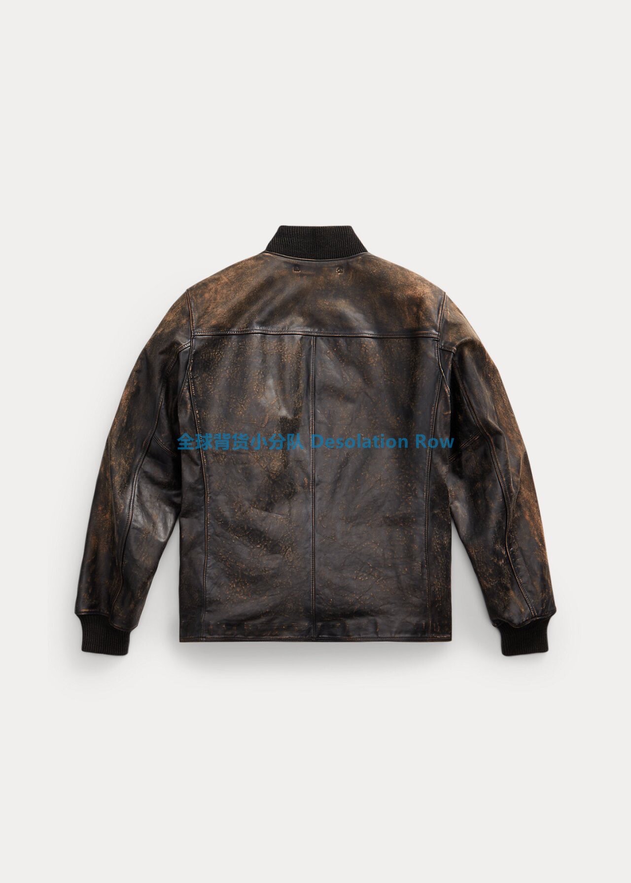 RRL Distressed Leather Baseball Jacket — detail