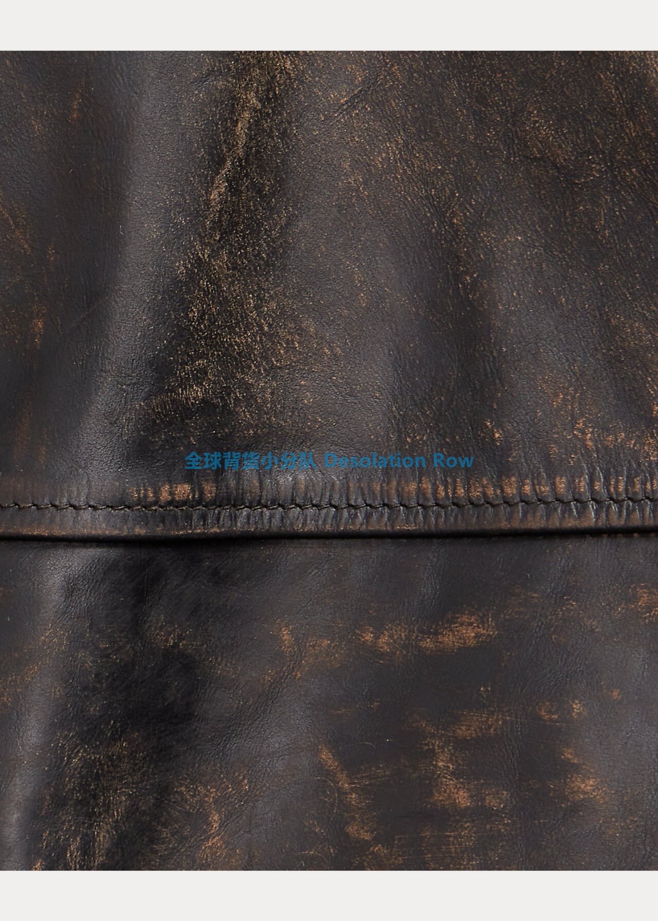 RRL Distressed Leather Baseball Jacket — label