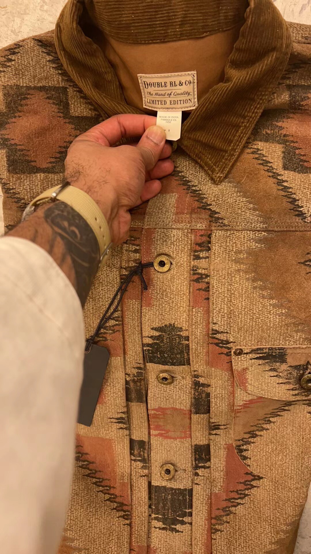RRL Limited Aztec Print Leather Jacket — front