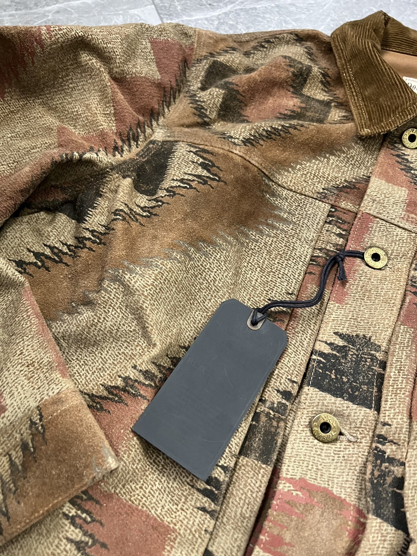 RRL Limited Aztec Print Leather Jacket — back