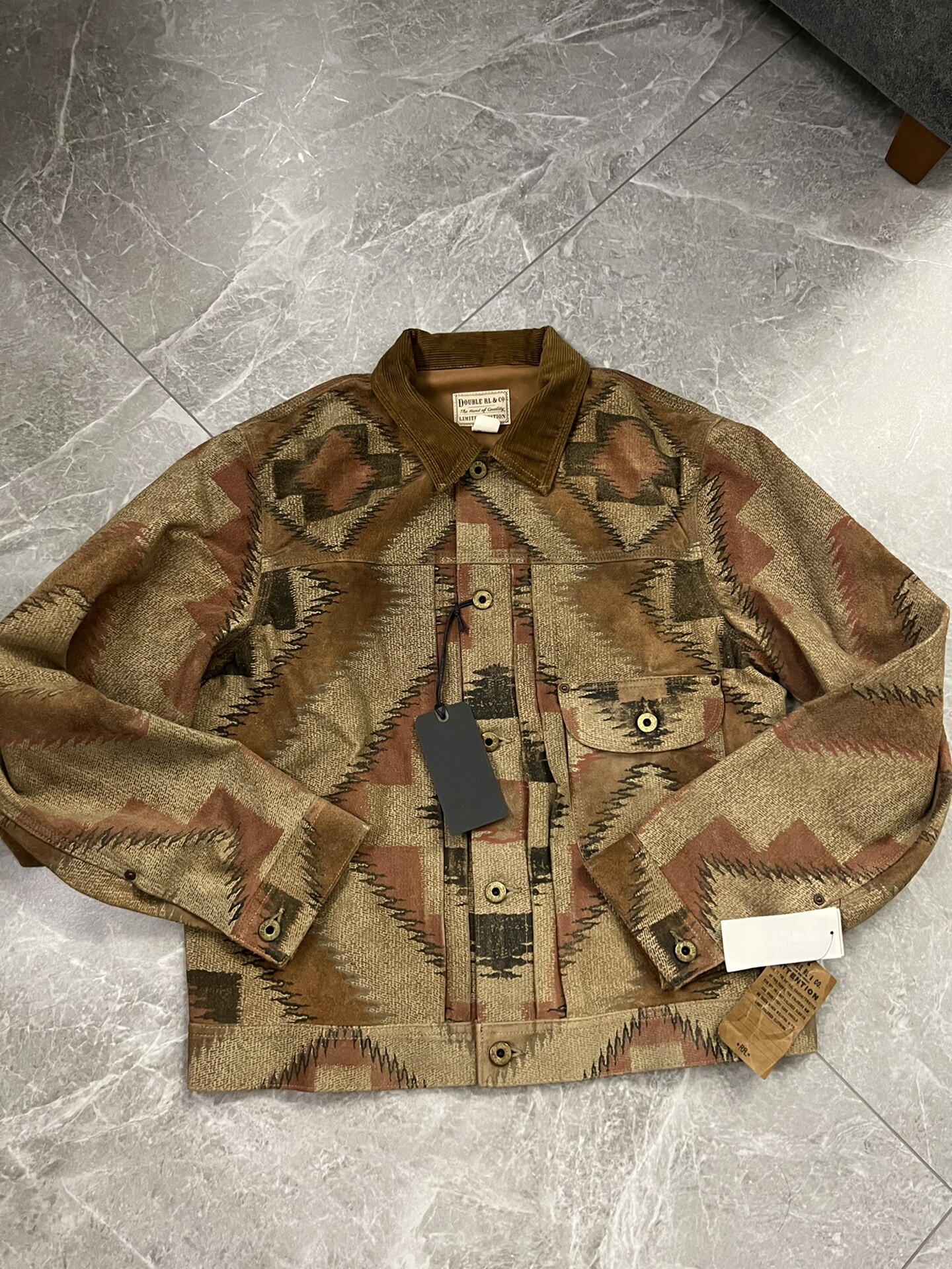 RRL Limited Aztec Print Leather Jacket